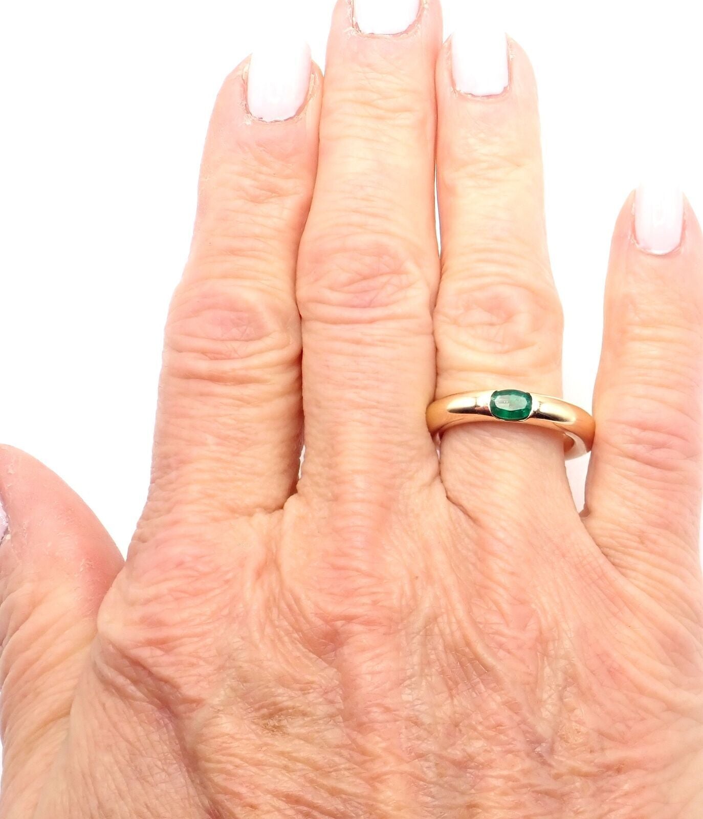 Cartier Jewelry & Watches:Fine Jewelry:Rings Authentic! Cartier 18k Yellow Gold Emerald Ellipse Band Ring Size 55 US 6