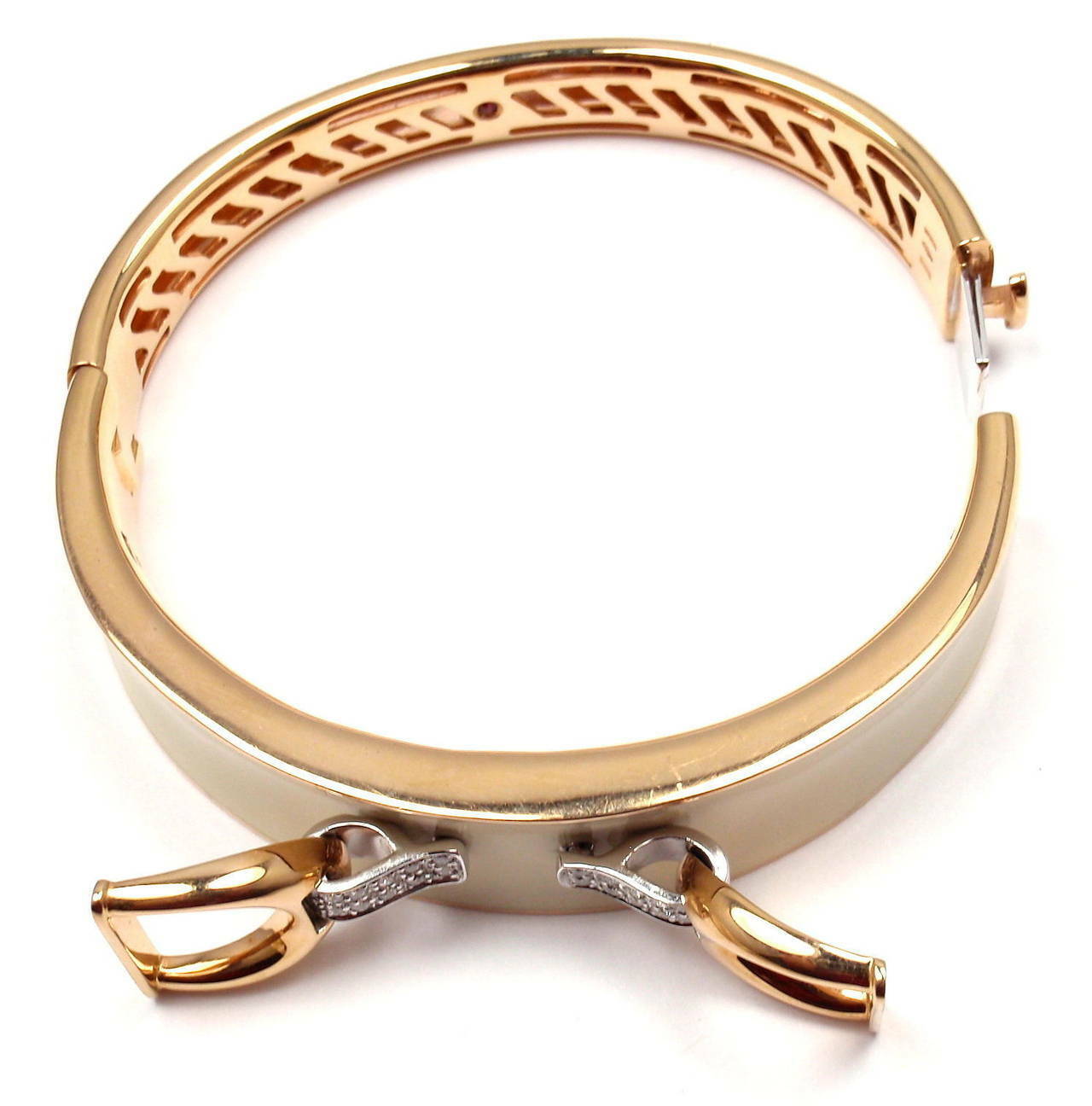 Roberto Coin Jewelry & Watches:Fine Jewelry:Bracelets & Charms Authentic! Roberto Coin Cheval Stirrup 18k Gold Diamond Enamel Bangle Bracelet
