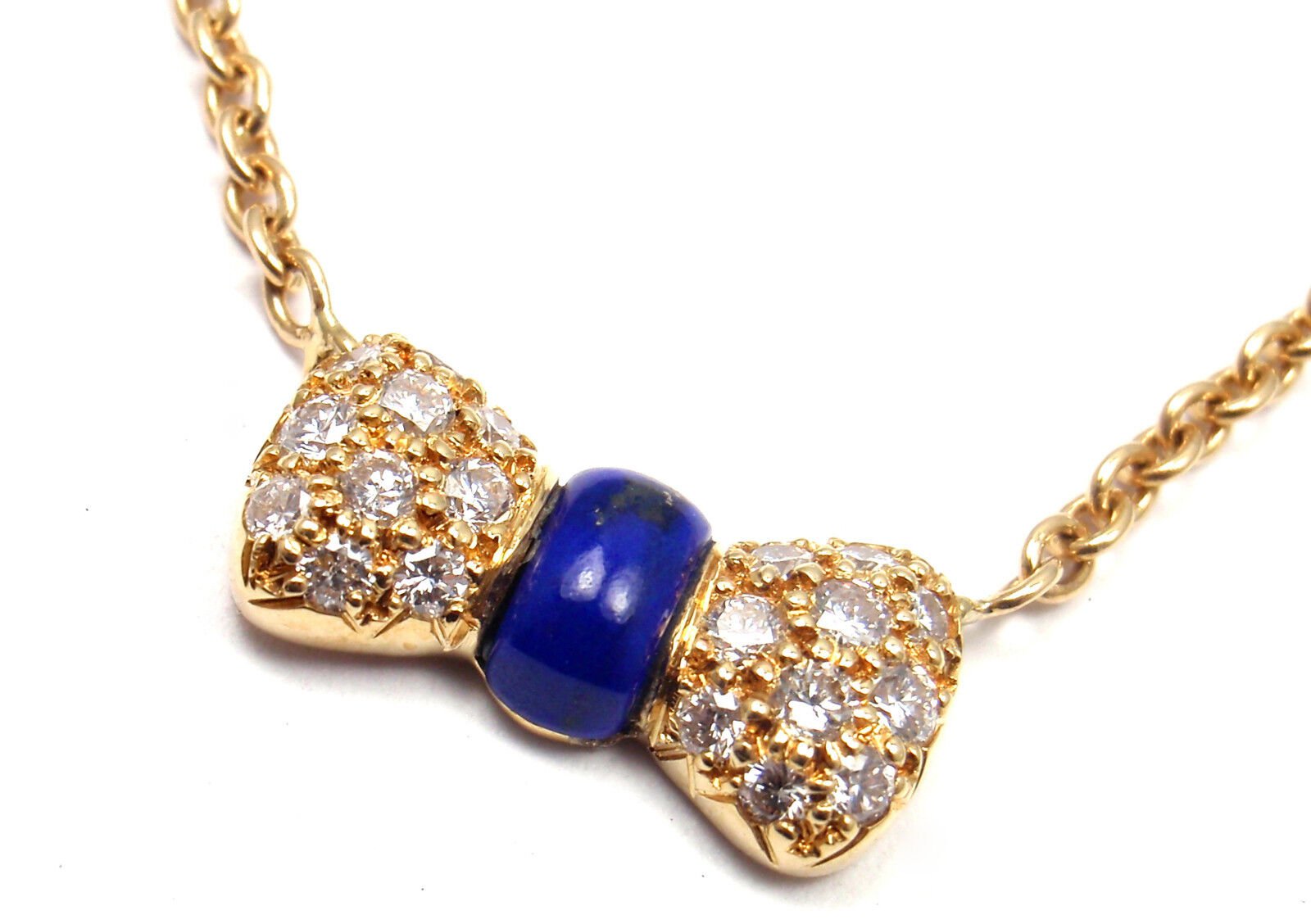 Van Cleef & Arpels Jewelry & Watches:Fine Jewelry:Necklaces & Pendants Authentic! Van Cleef & Arpels 18k Yellow Gold Diamond Lapis Bow Pendant Necklace