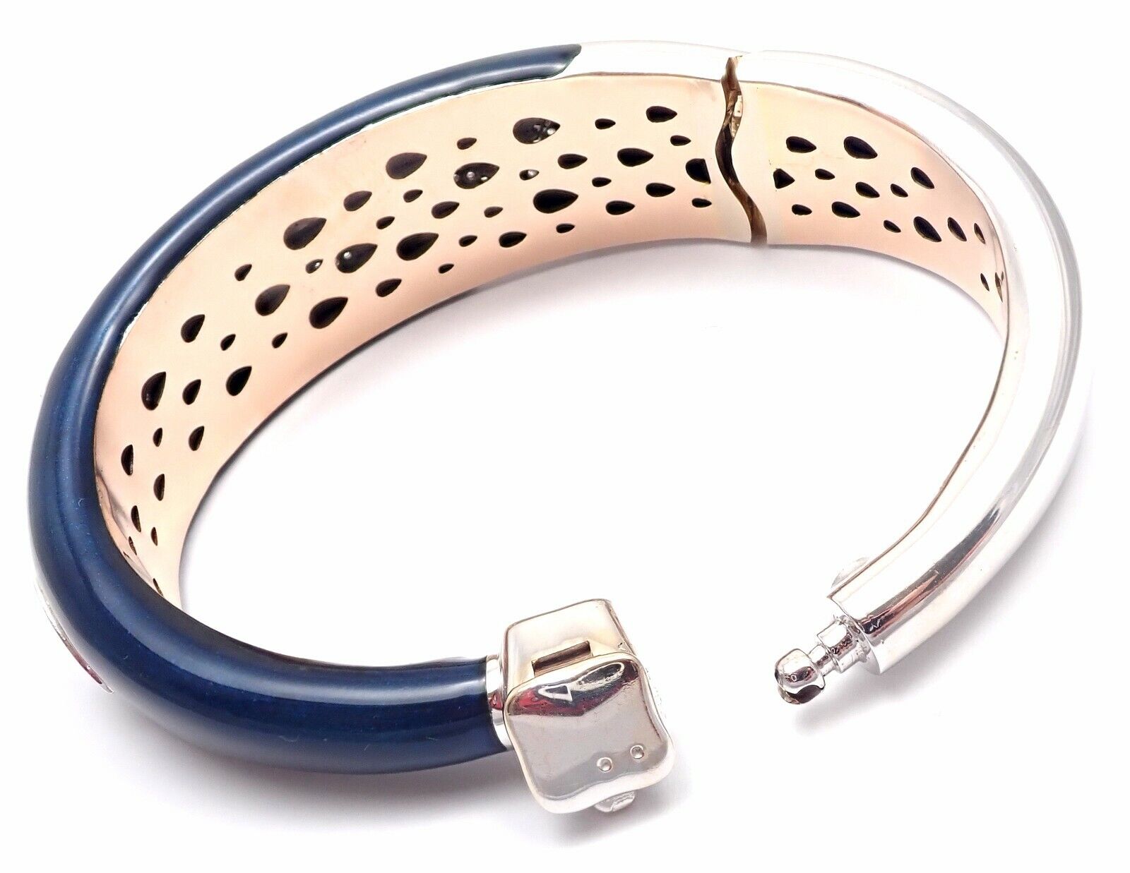 La Nouvelle Bague Jewelry & Watches:Fine Jewelry:Bracelets & Charms Authentic! La Nouvelle Bague 18k White Gold Diamond Enamel Bangle Bracelet