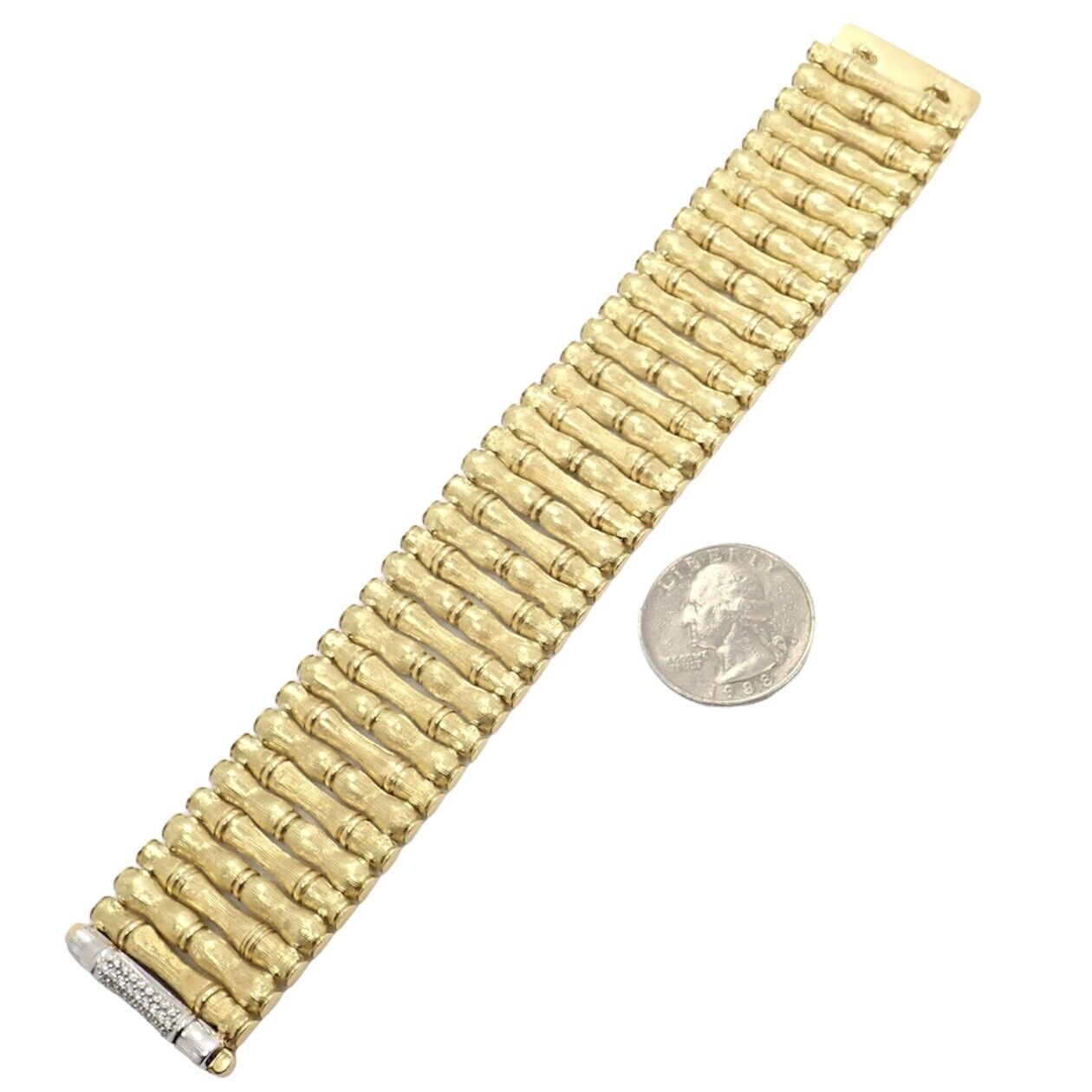 Roberto Coin Jewelry & Watches:Fine Jewelry:Bracelets & Charms Authentic! Roberto Coin 18k Yellow Gold Diamond Large Wide Bamboo Bracelet