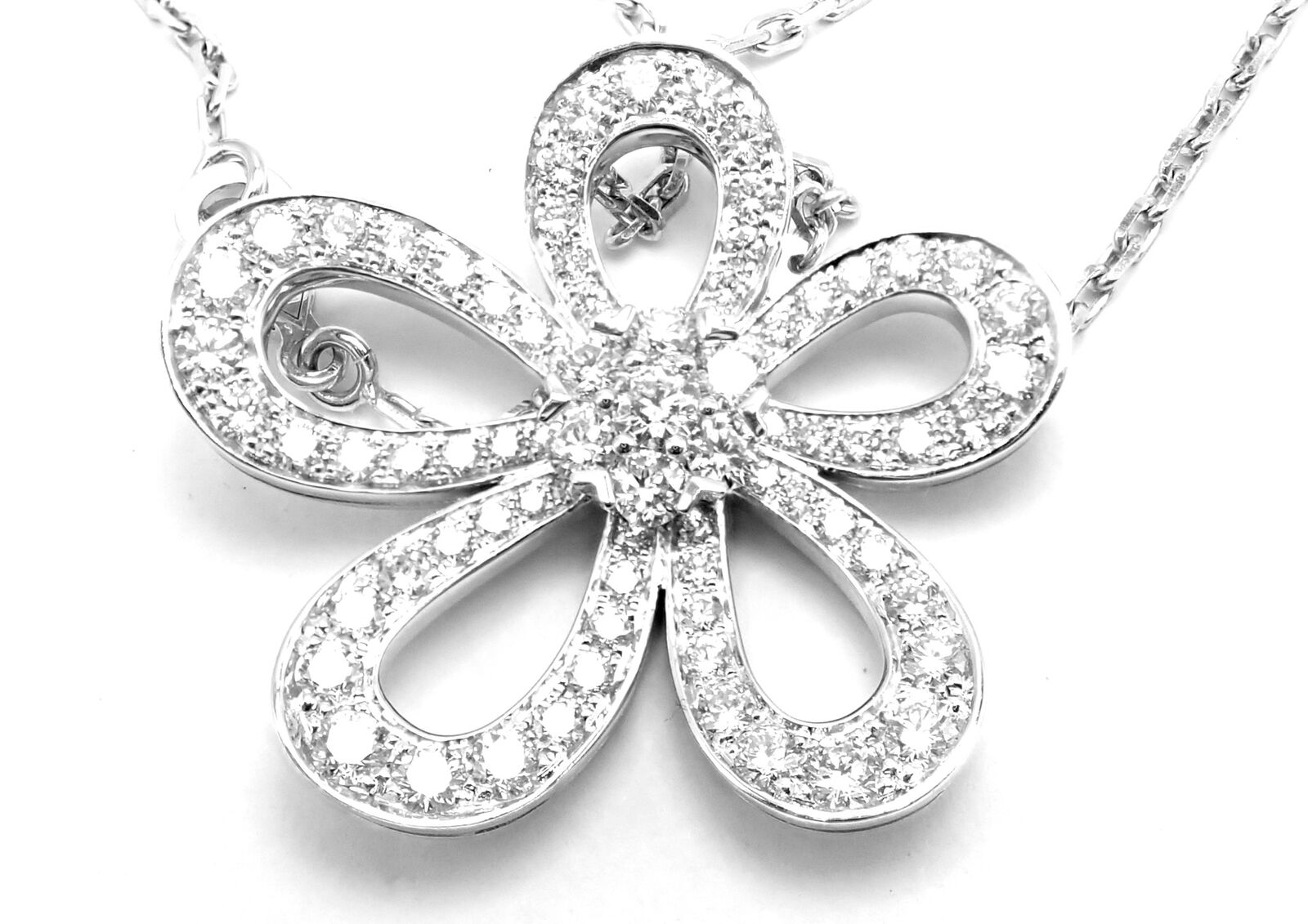 Van Cleef & Arpels Jewelry & Watches:Fine Jewelry:Necklaces & Pendants Authentic! Van Cleef & Arpels Flowerlace 18k Gold Diamond Pendant Necklace Cert.
