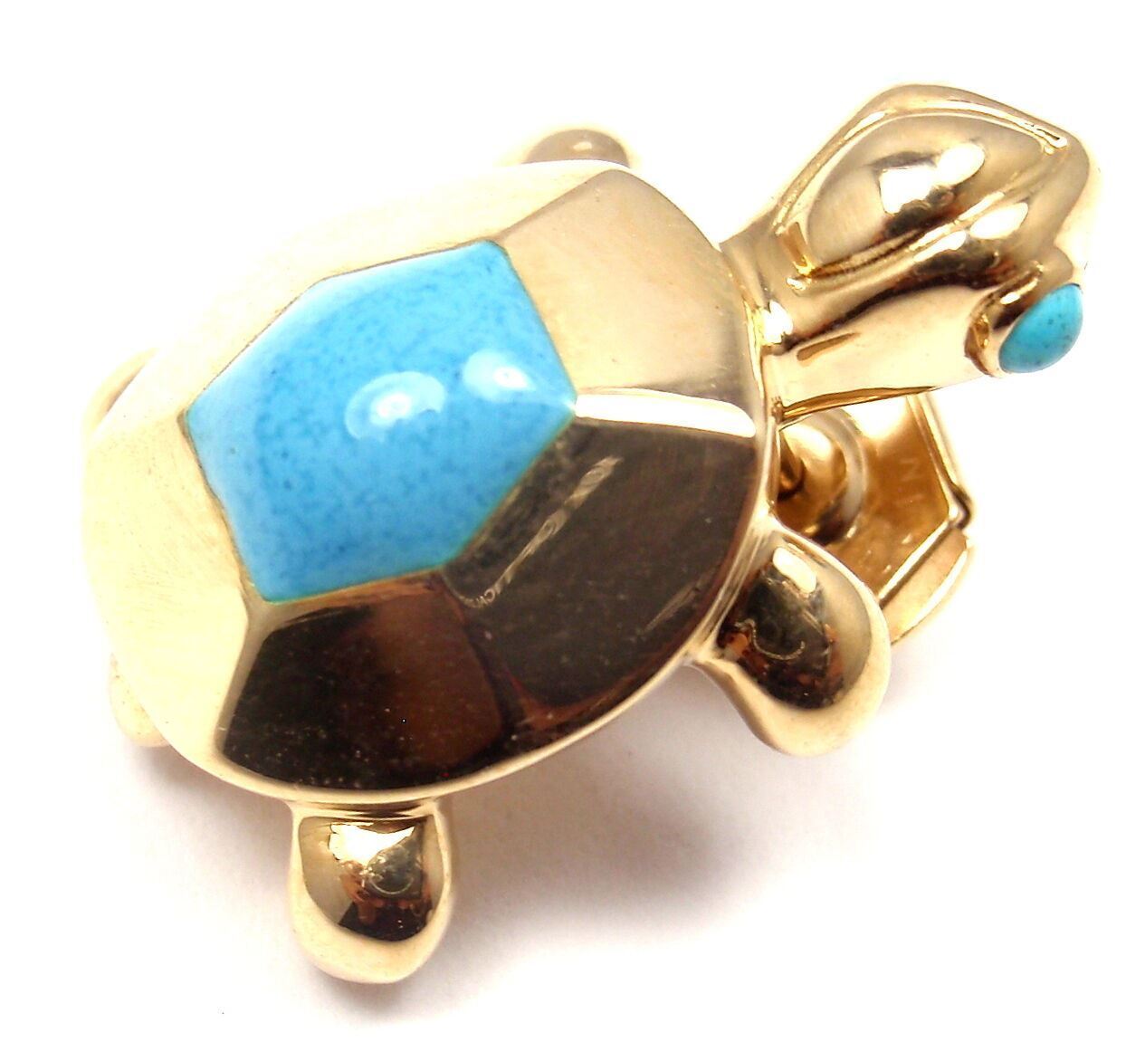 Cartier Jewelry & Watches:Fine Jewelry:Brooches & Pins Rare! Authentic Cartier 18k Yellow Gold Turquoise Turtle Tie Lapel Pin