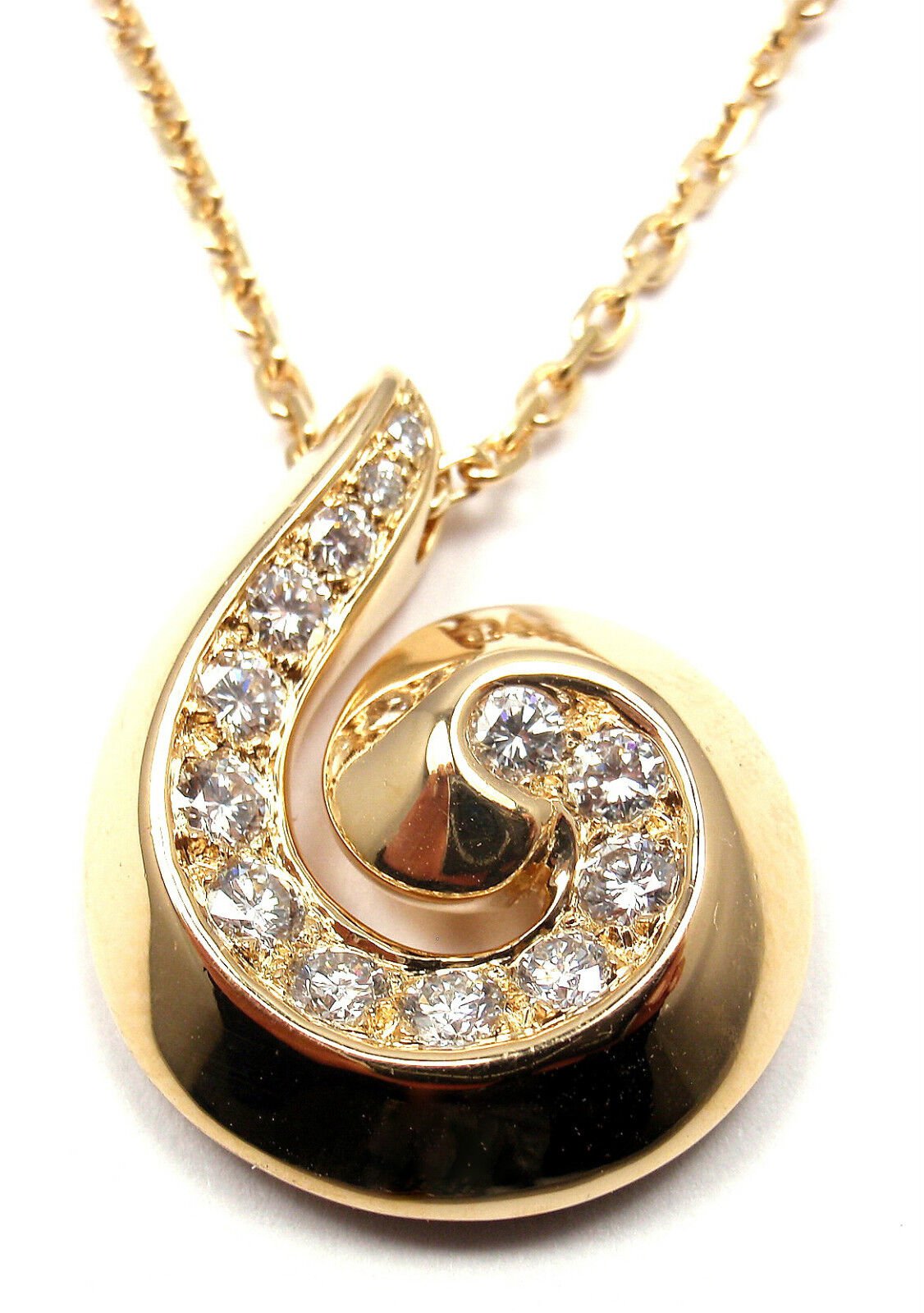 Van Cleef & Arpels Jewelry & Watches:Fine Jewelry:Necklaces & Pendants Authentic! VAN CLEEF & ARPELS Breeze 18k Yellow Gold Diamond Swirl Necklace
