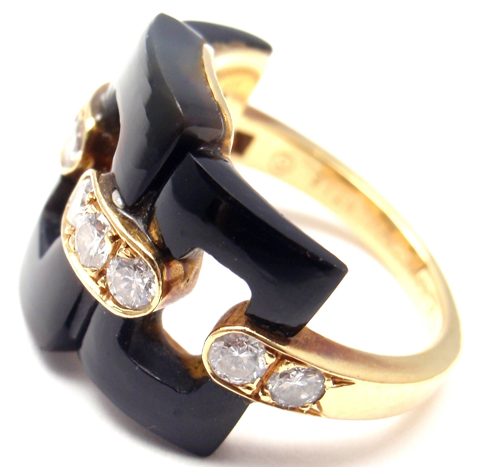 Van Cleef & Arpels Jewelry & Watches:Fine Jewelry:Rings Authentic! Vintage VAN CLEEF & ARPELS 18k Yellow Gold Diamond Black Onyx Ring