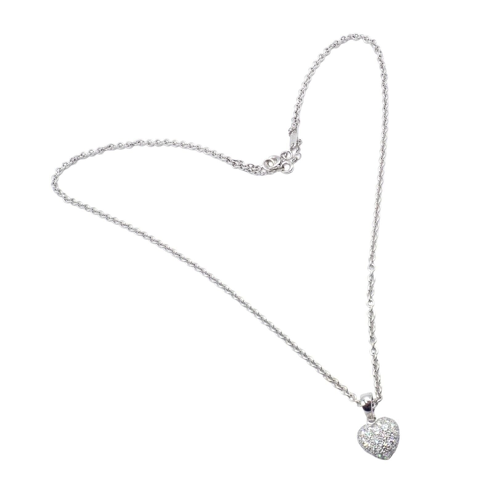 Cartier Jewelry & Watches:Fine Jewelry:Necklaces & Pendants Authentic! Cartier 18k White Gold Diamond Paved Heart Pendant Necklace