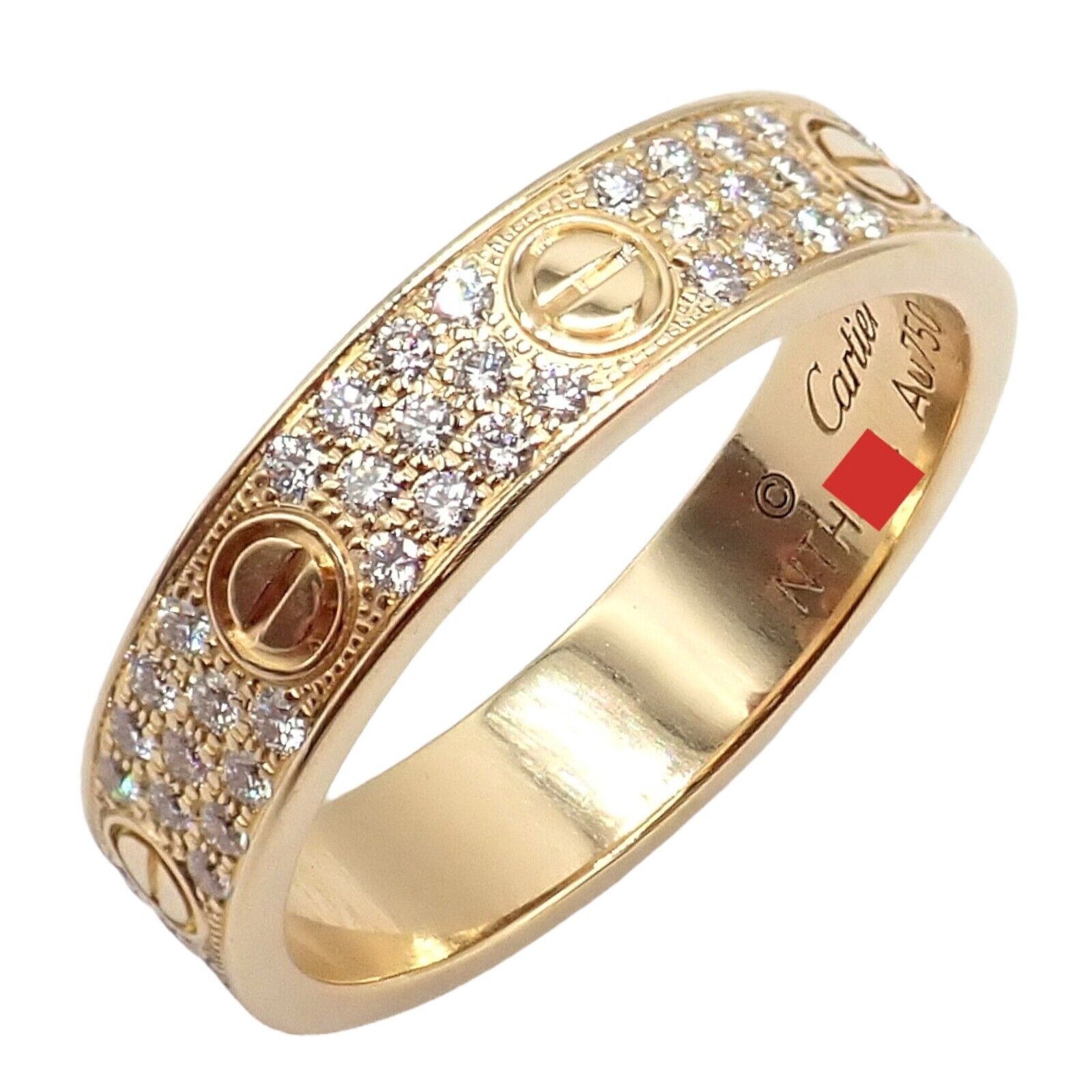Cartier Jewelry & Watches:Fine Jewelry:Rings Authentic! Cartier Love 18k Yellow Gold Diamond Paved Ring sz 7.25 55