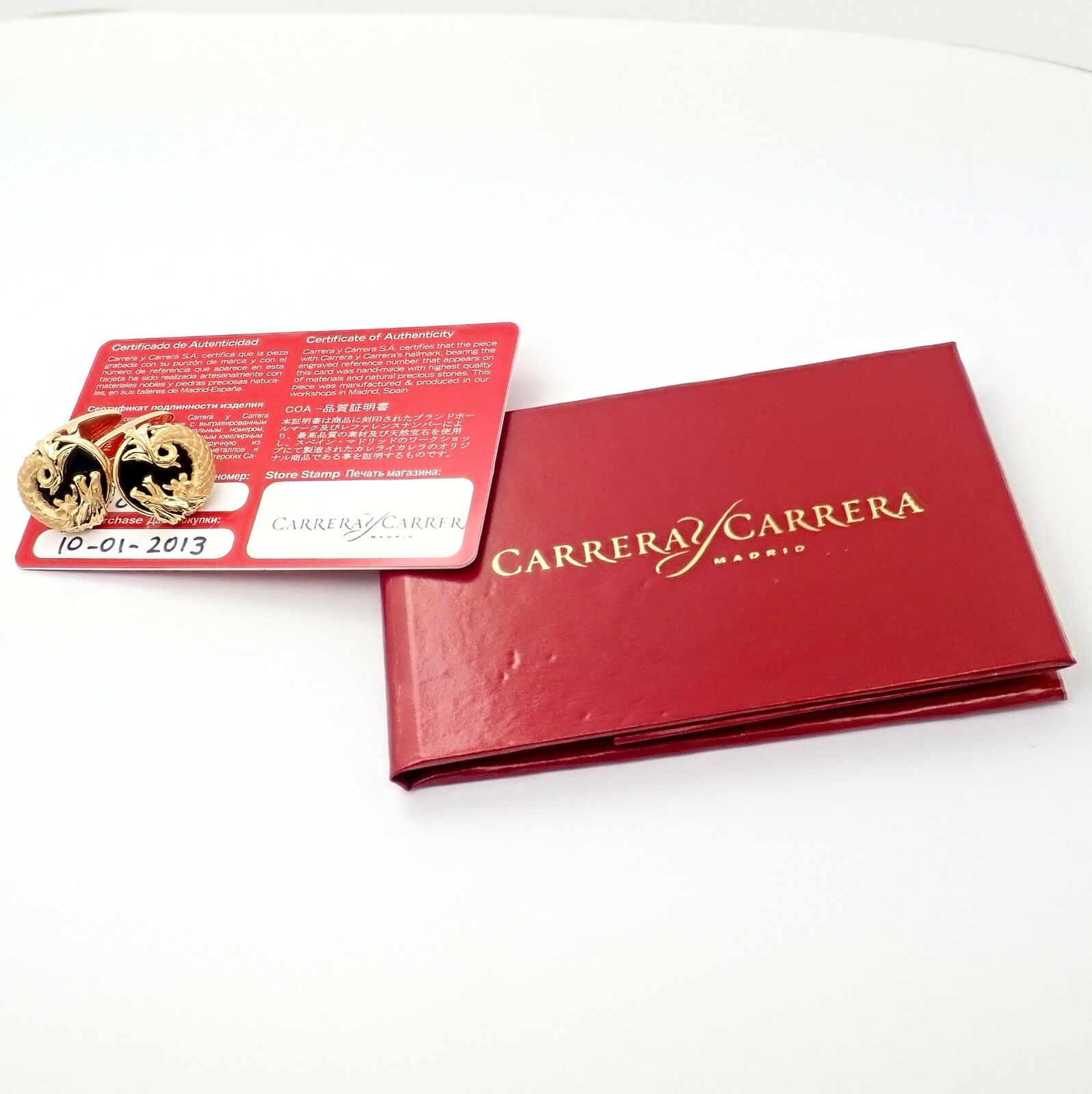 Carrera y Carrera Jewelry & Watches:Men's Jewelry:Cufflinks Authentic! Carrera Y Carrera 18k Yellow Gold Dragon Onyx Cufflinks