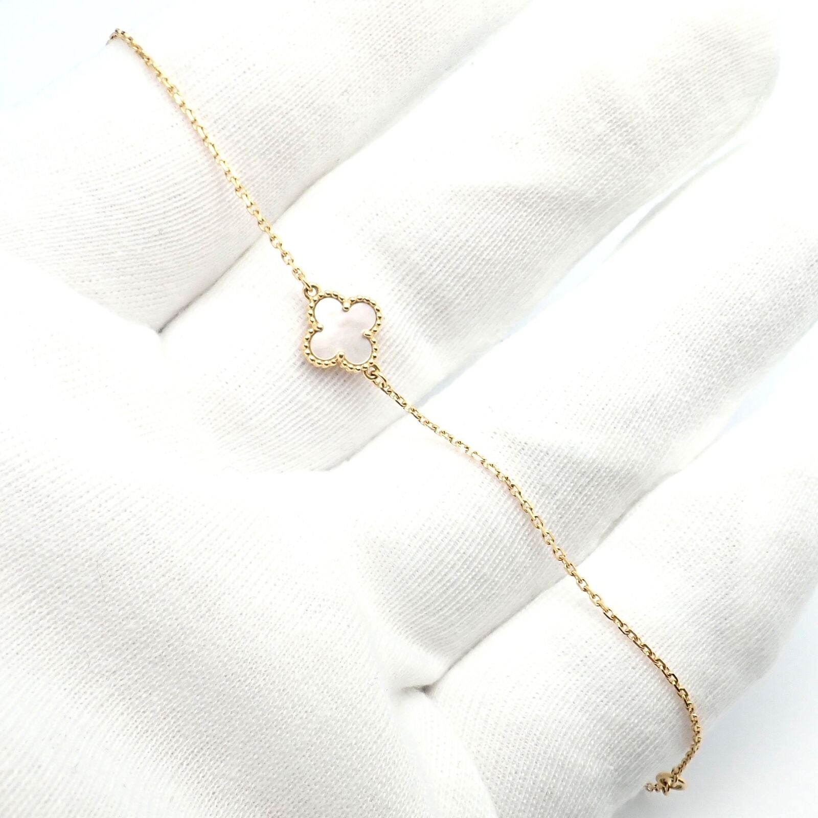 Van Cleef & Arpels Jewelry & Watches:Fine Jewelry:Bracelets & Charms Van Cleef & Arpels Sweet Alhambra 18k Yellow Gold Mother of Pearl Bracelet