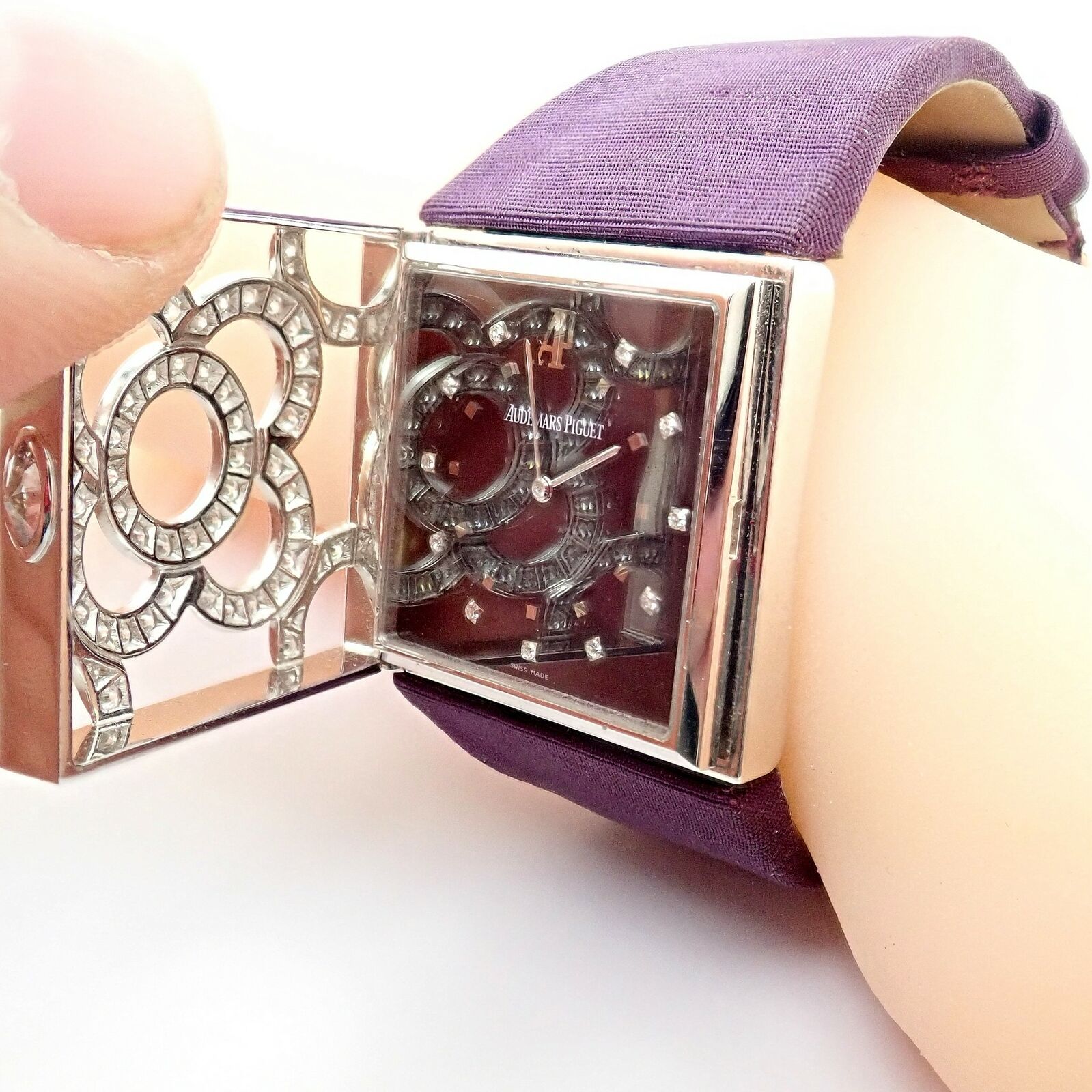 Audemars Piguet Jewelry & Watches:Watches, Parts & Accessories:Watches:Wristwatches Rare! Authentic Audemars Piguet Danae 18k White Gold Diamond Satin Ladies Watch