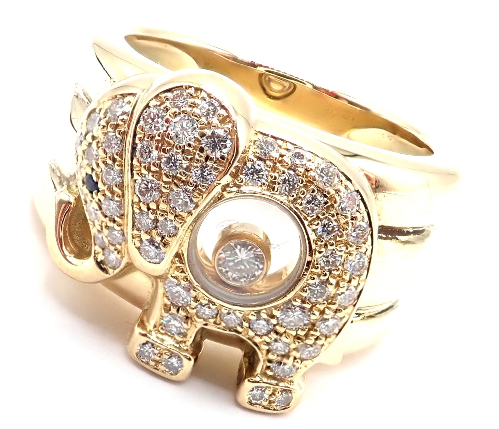 Chopard Jewelry & Watches:Fine Jewelry:Rings Authentic! Chopard Happy Elephant 18k Yellow Gold Diamond Wide Band Ring