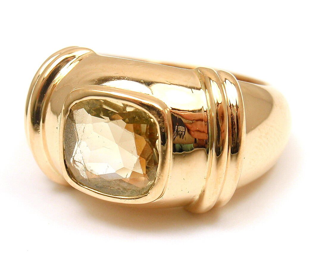 Poiray Jewelry & Watches:Fine Jewelry:Rings AUTHENTIC POIRAY 18K YELLOW GOLD LEMON GREEN QUARTZ RING, SIZE 6.5
