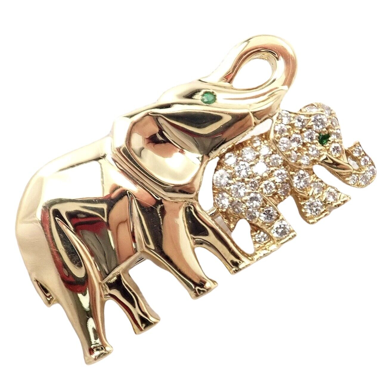 Cartier Jewelry & Watches:Fine Jewelry:Brooches & Pins Authentic Cartier 18k Yellow Gold Mother Child Elephant Diamond Brooch Pin