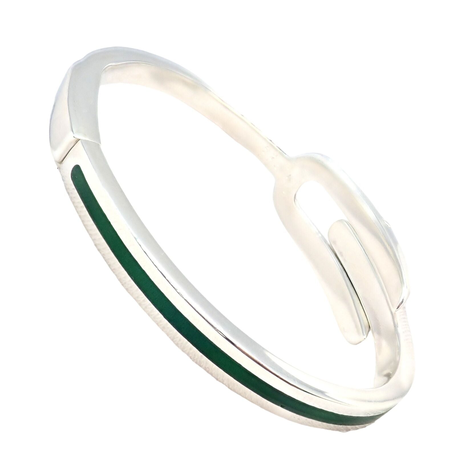 Gucci Jewelry & Watches:Fine Jewelry:Bracelets & Charms Vintage! Authentic Gucci Silver Green Enamel Bangle Bracelet