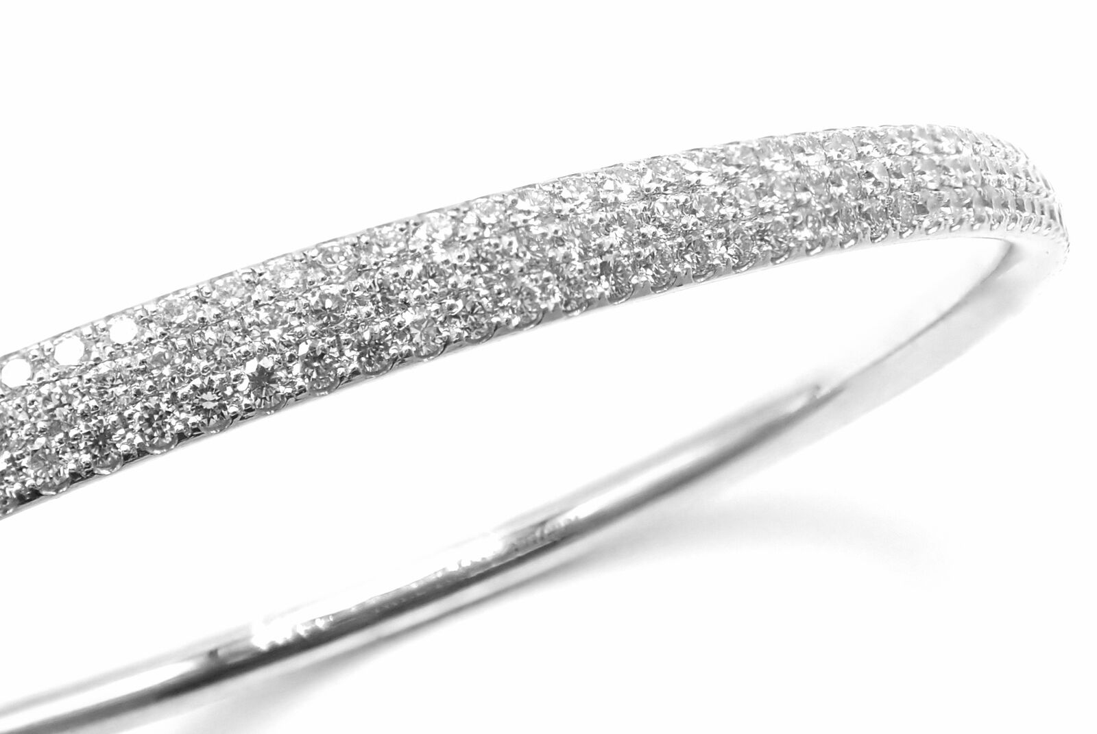 Tiffany Co Metro 18k White Gold Full Diamond Three Row Bangle Bracelet 22 300 Fortrove