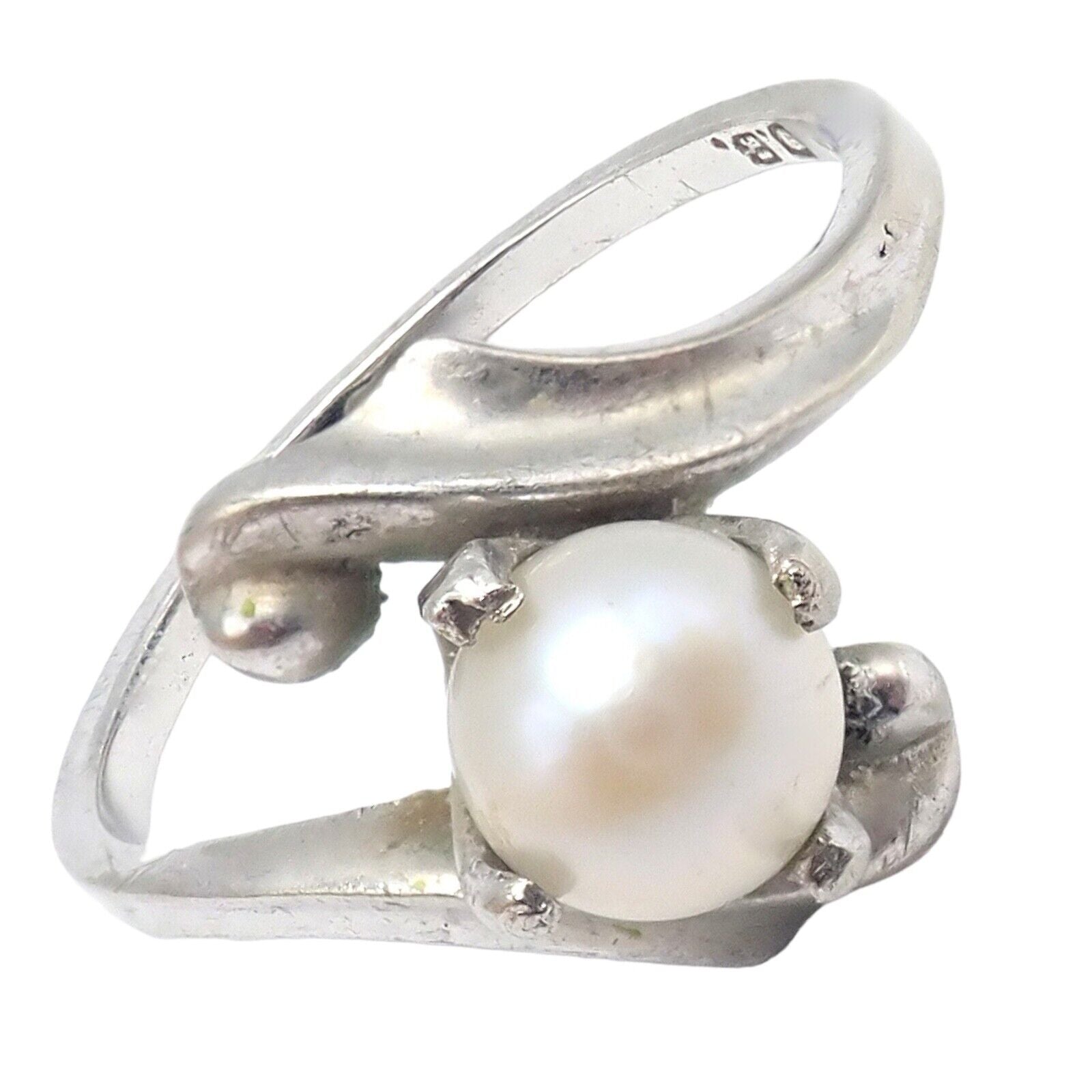 Dawkins Benny Jewelry & Watches:Vintage & Antique Jewelry:Rings Vintage Estate 10k White Gold Pearl DB Dawkins Benny Ring sz 6.5