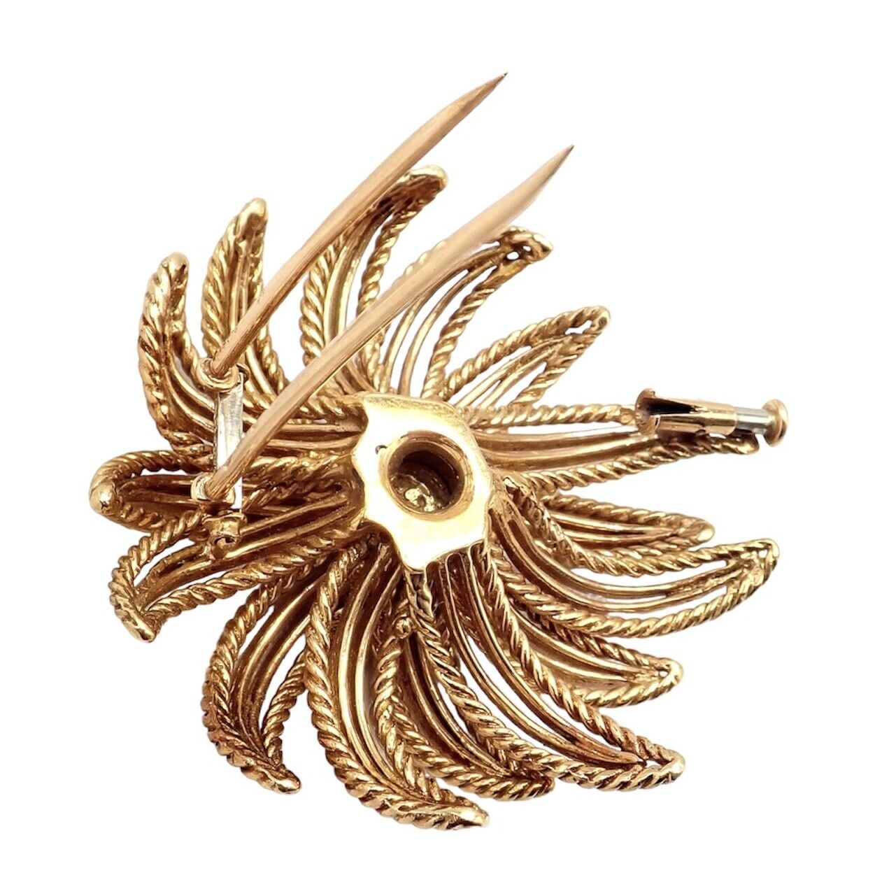 Vintage Boucheron Paris 18k Yellow Gold Large Flower Pin Brooch