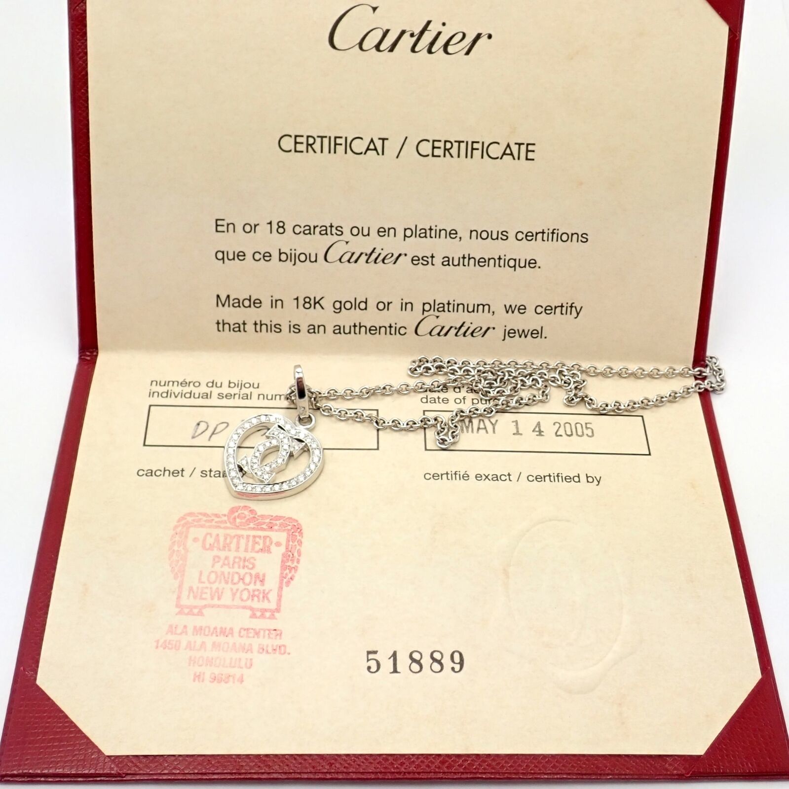 Cartier Jewelry & Watches:Fine Jewelry:Necklaces & Pendants Authentic! Cartier Double C Heart 18k White Gold Diamond Pendant Necklace