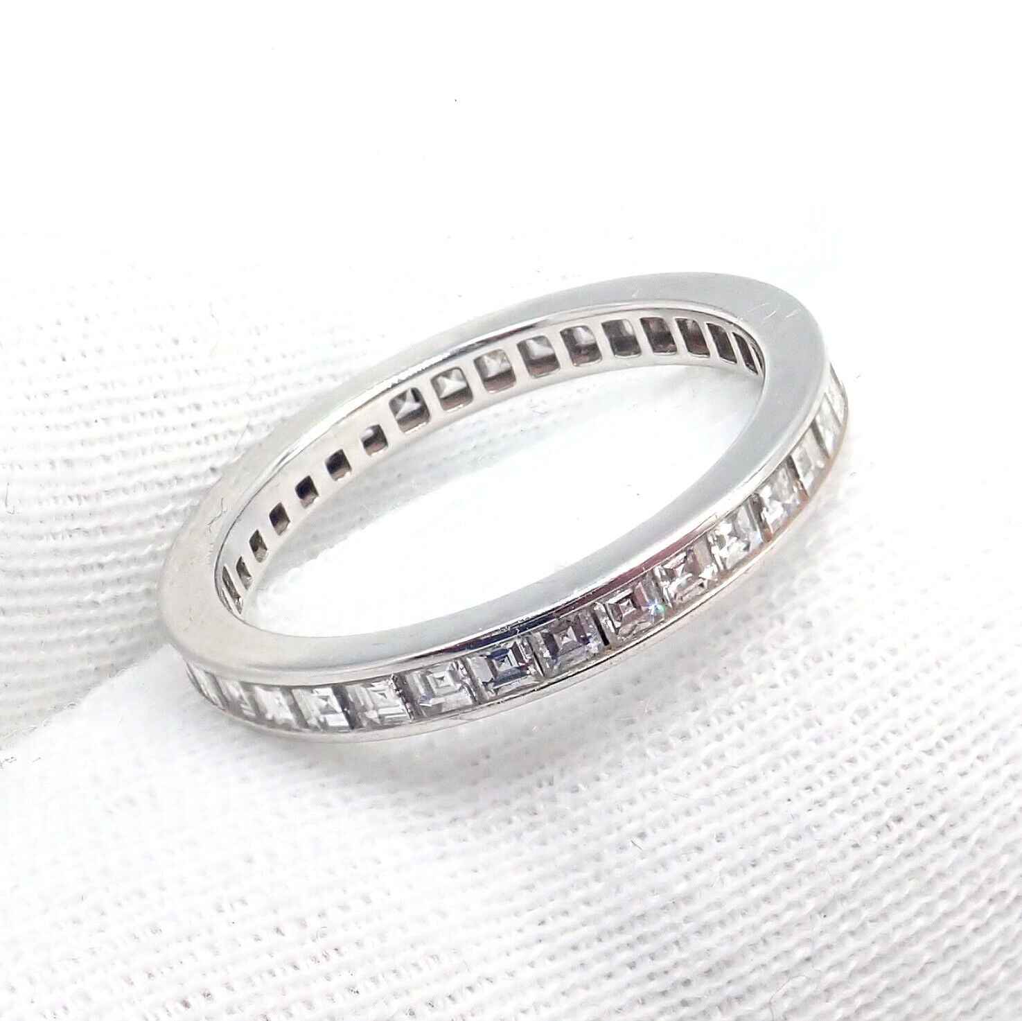 Tiffany & Co Platinum 2.88ctw Asscher Diamond Eternity Band Ring Size 5.75 | Fortrove