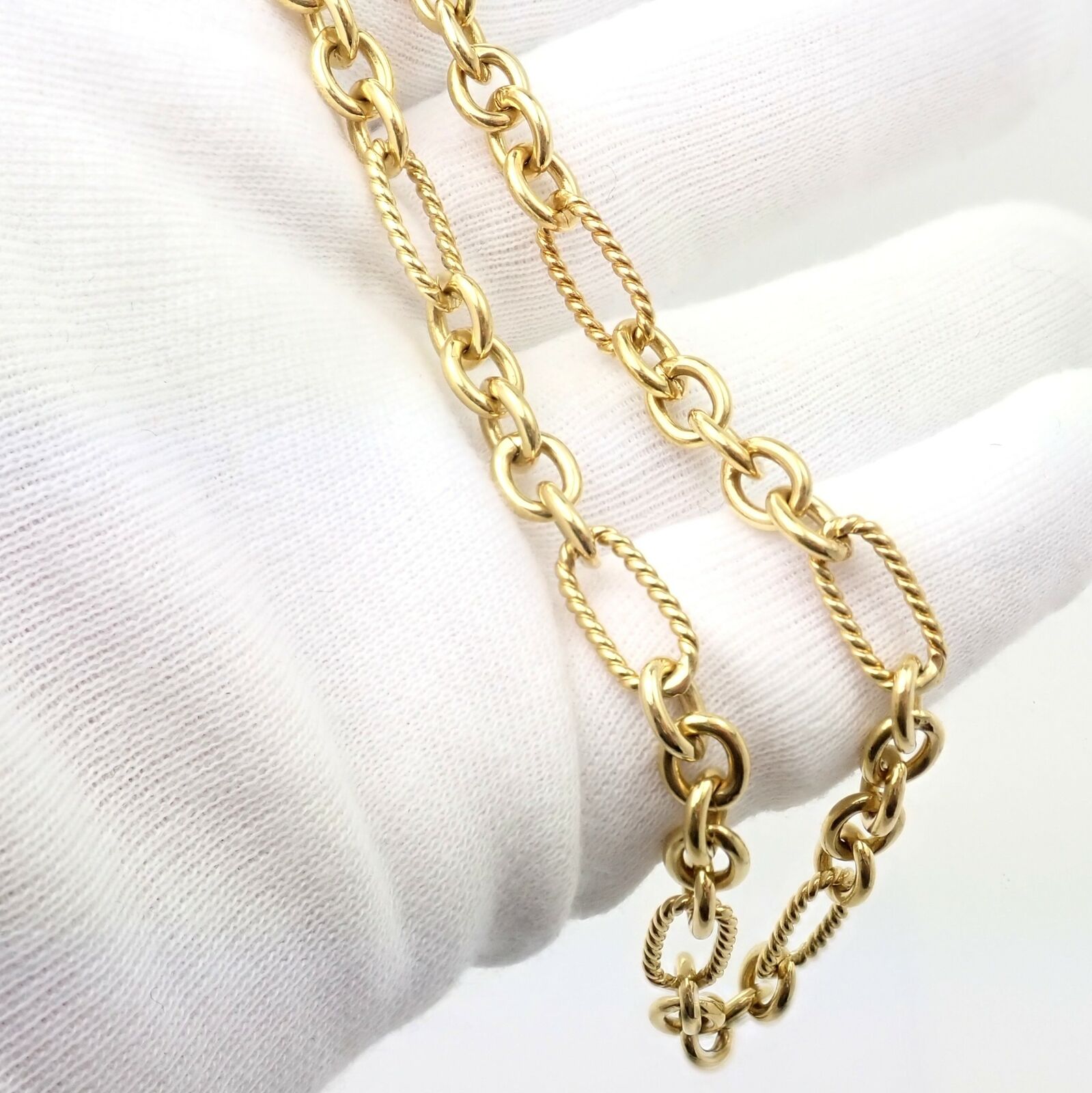 David Yurman Jewelry & Watches:Vintage & Antique Jewelry:Necklaces & Pendants David Yurman DY 18K Yellow Gold 8mm Figaro Cable Link Chain Toggle Necklace