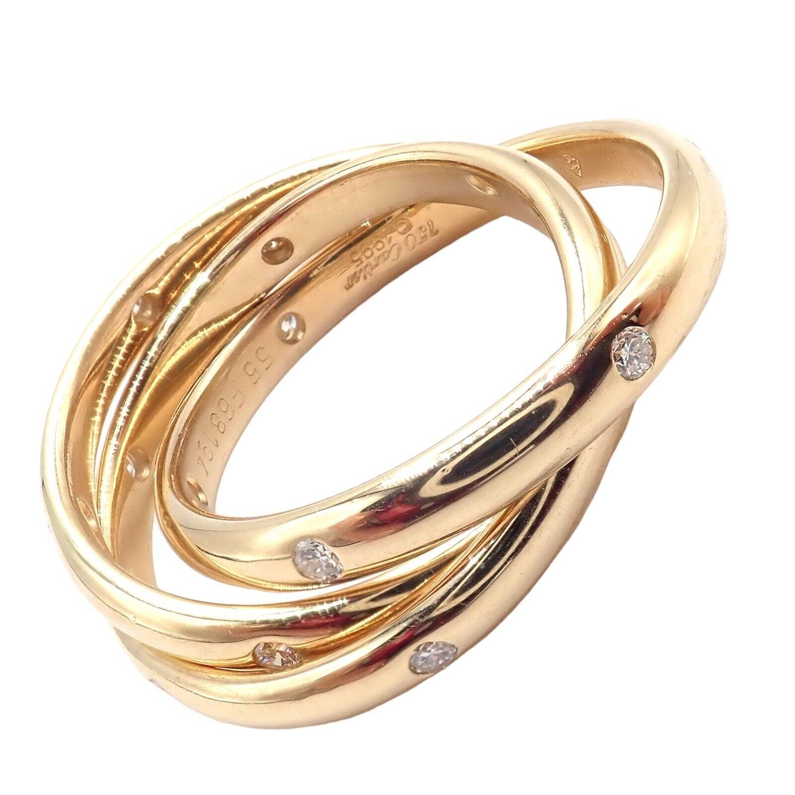 Cartier Jewelry & Watches:Fine Jewelry:Rings Authentic! Cartier 18k Yellow Gold Diamond Trinity Ring Size 55 7.25