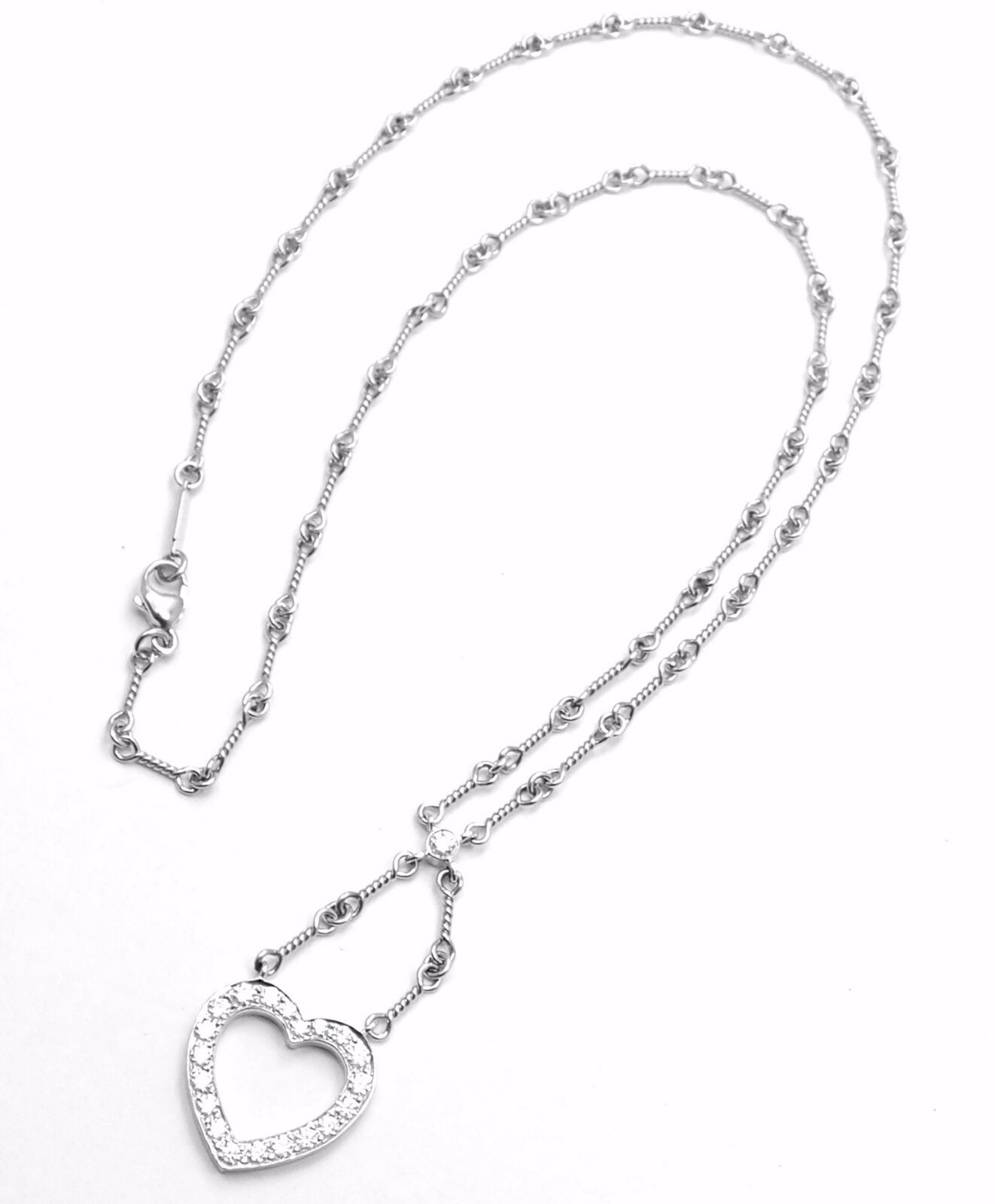 Preloved Tiffany & Co. Elsa Peretti Black Jade Mini Open Heart Silver  Necklace