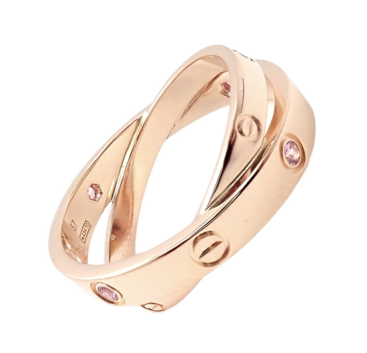 Cartier Jewelry & Watches:Fine Jewelry:Rings Authentic! Cartier Love 18k Rose Gold Pink Sapphire Diamond Ring sz 8.25