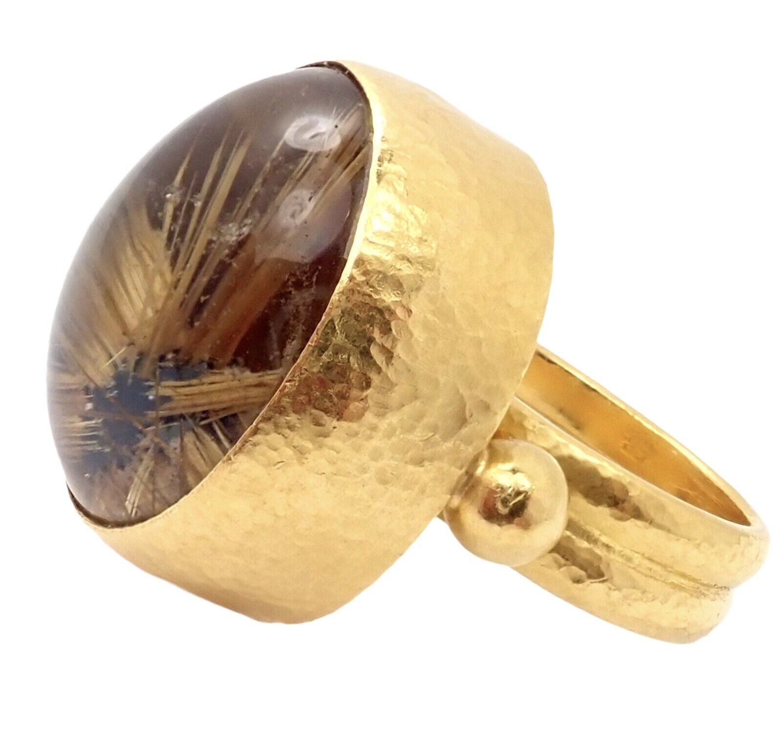 Gurhan Jewelry & Watches:Vintage & Antique Jewelry:Rings Authentic! Gurhan Hammered 24k Gold Rutilated Quartz Ring sz 6