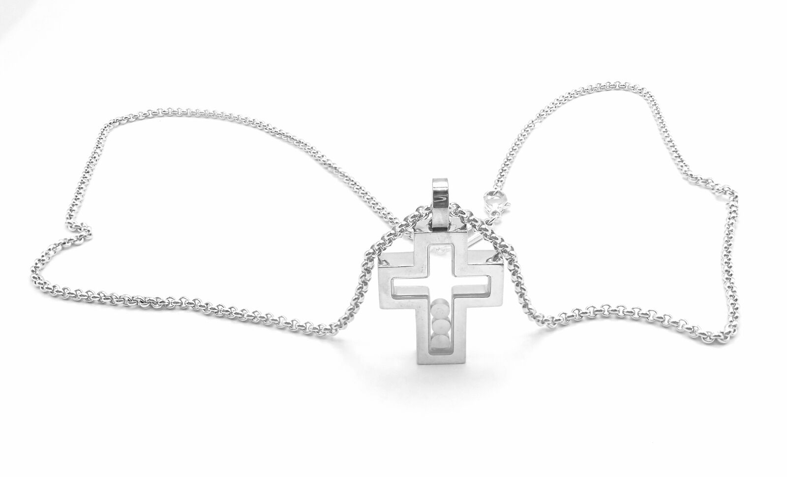 Chopard Jewelry & Watches:Fine Jewelry:Necklaces & Pendants Authentic! Chopard Happy Diamond Cross 18K White Gold Pendant 20" Chain Necklace