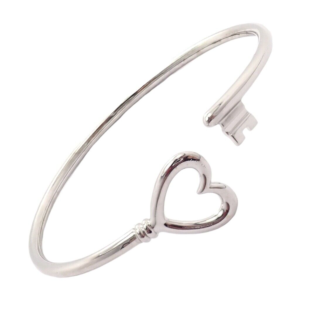 Tiffany & Co. Jewelry & Watches:Fine Jewelry:Bracelets & Charms Authentic! Tiffany & Co 18k White Gold Heart Key Wire Flex Bracelet 6"