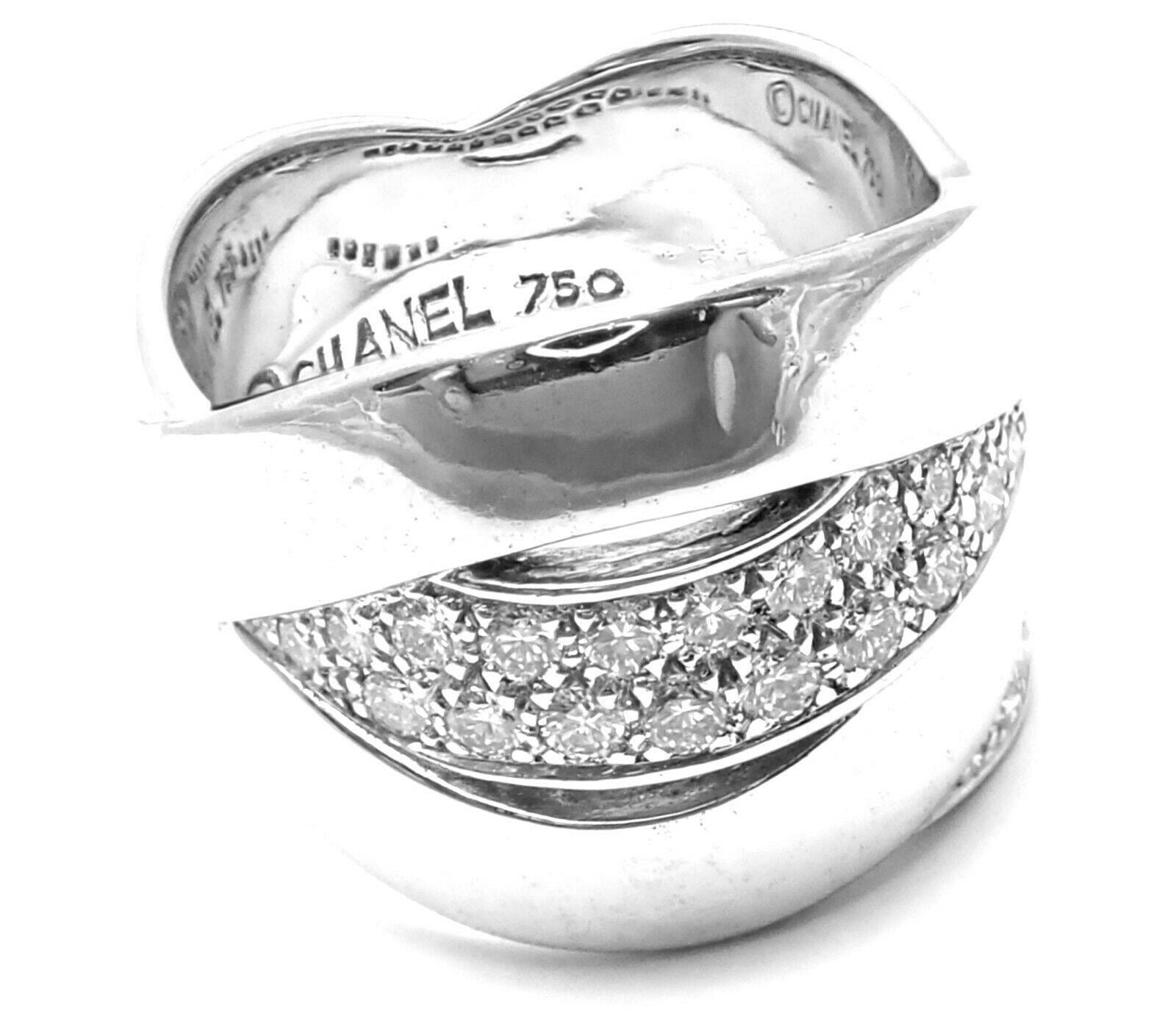 Chanel Jewelry & Watches:Fine Jewelry:Rings Rare! Authentic! Chanel 18k White Gold Diamond Wide Band Ring