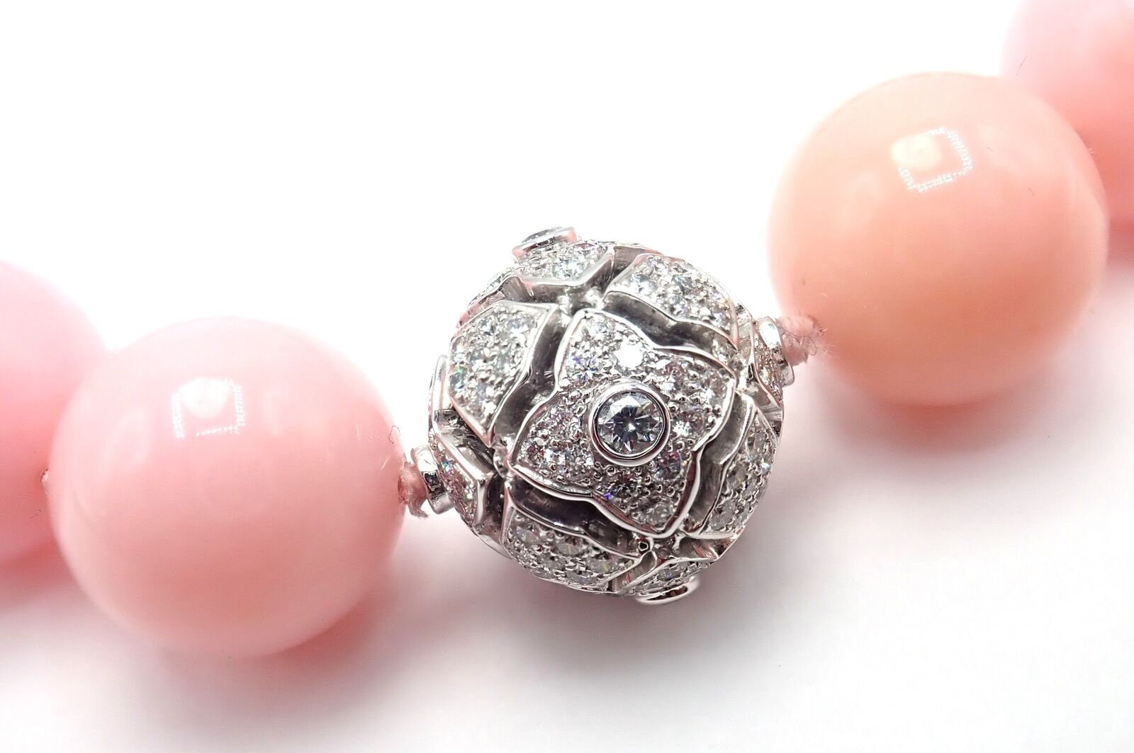 Van Cleef & Arpels Jewelry & Watches:Fine Jewelry:Necklaces & Pendants Authentic! Van Cleef & Arpels 18k Wh. Gold Large Pink Opal Diamond Necklace Cert