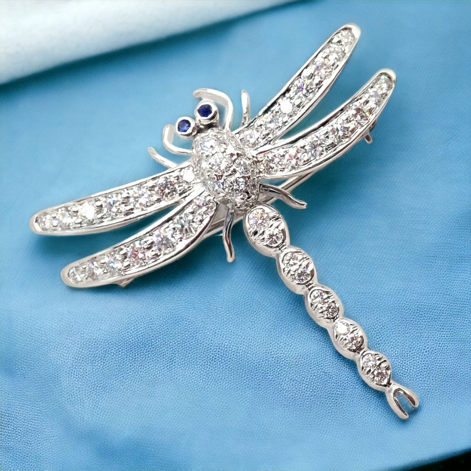 Tiffany & Co. Jewelry & Watches:Fine Jewelry:Brooches & Pins Rare! Authentic Tiffany & Co. Platinum Dragonfly Diamond Sapphire Pin Brooch