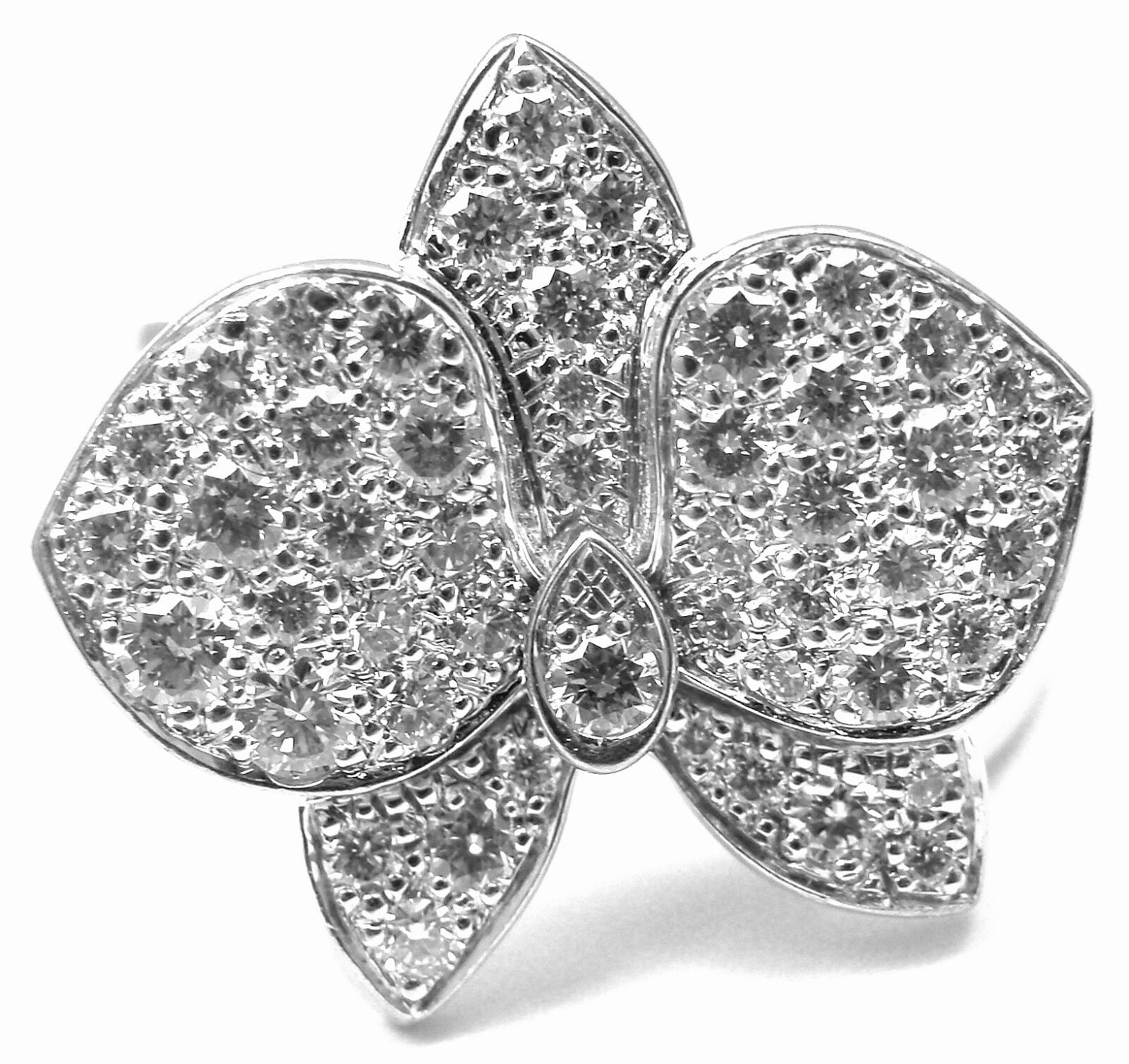 Cartier Jewelry & Watches:Fine Jewelry:Rings Authentic! Cartier Caresse D'orchidées Orchid Flower 18k White Gold Diamond Ring