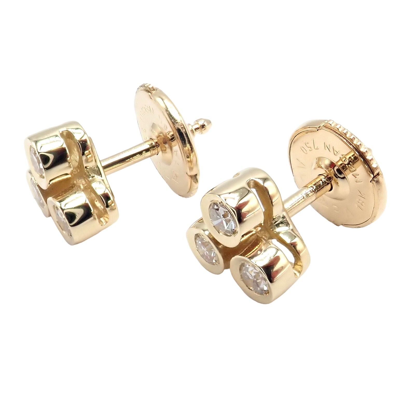 Cartier Jewelry & Watches:Fine Jewelry:Earrings Authentic! Cartier 18k Yellow Gold 3 Diamond Stud Earrings