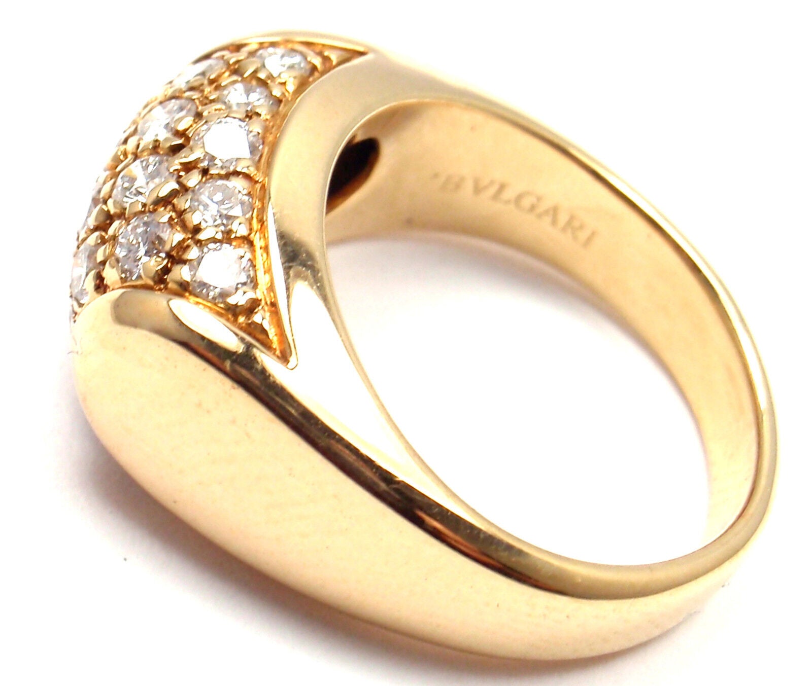 Bulgari Jewelry & Watches:Fine Jewelry:Rings Authentic! Bvlgari Bulgari 18k Yellow Gold Diamond Band Ring