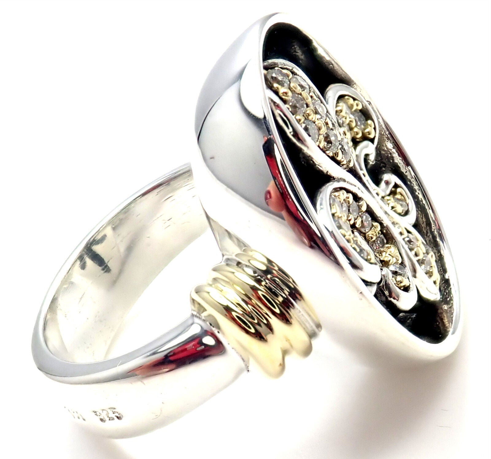 Lagos Jewelry & Watches:Fine Jewelry:Rings Lagos Caviar 18k Yellow Gold And Sterling Silver Fleur De Lis Diamond Ring