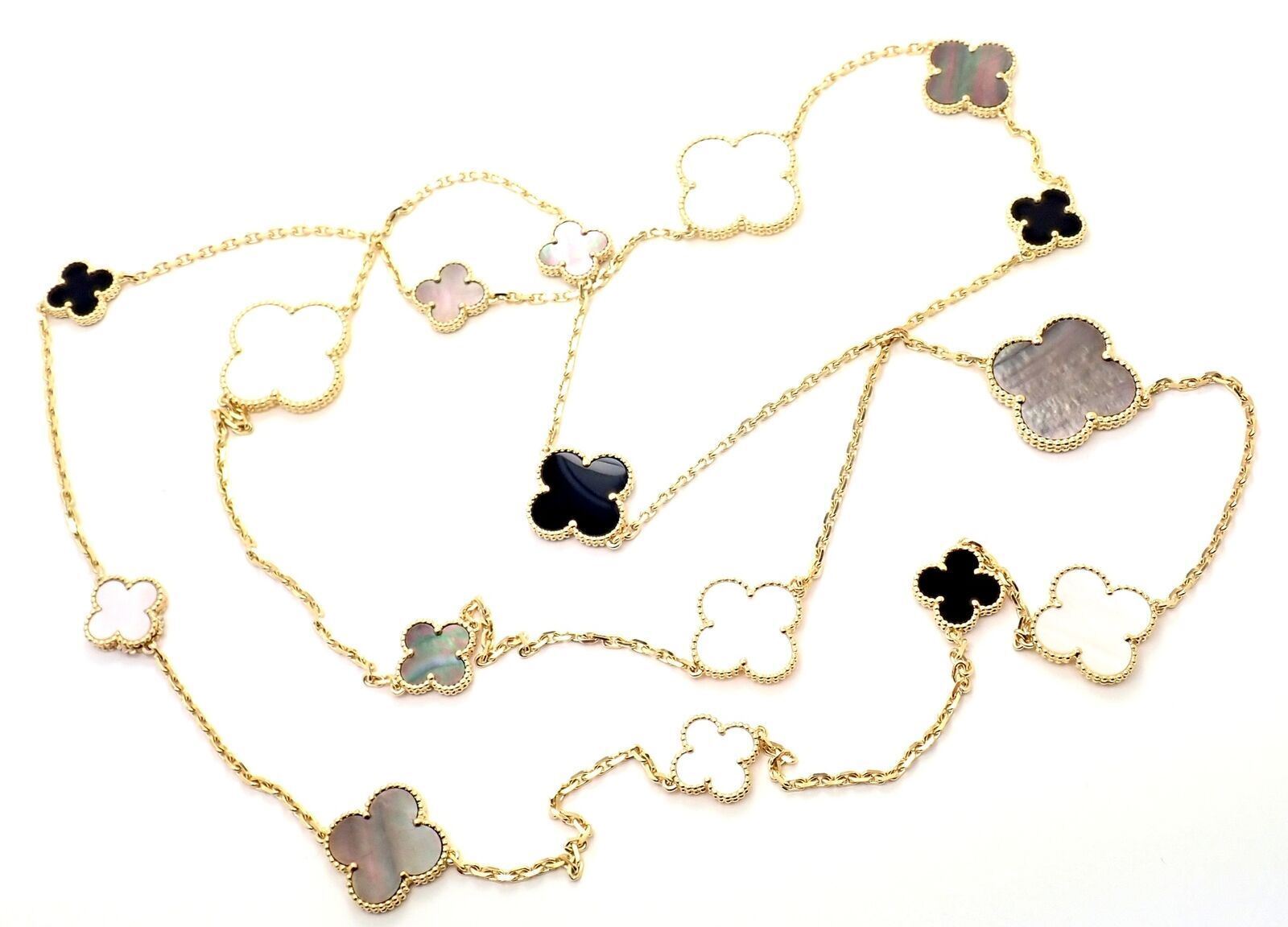 Van Cleef & Arpels Jewelry & Watches:Fine Jewelry:Necklaces & Pendants Van Cleef & Arpels 18k Gold Magic Alhambra Mother Of Pearl Long Necklace Cert.