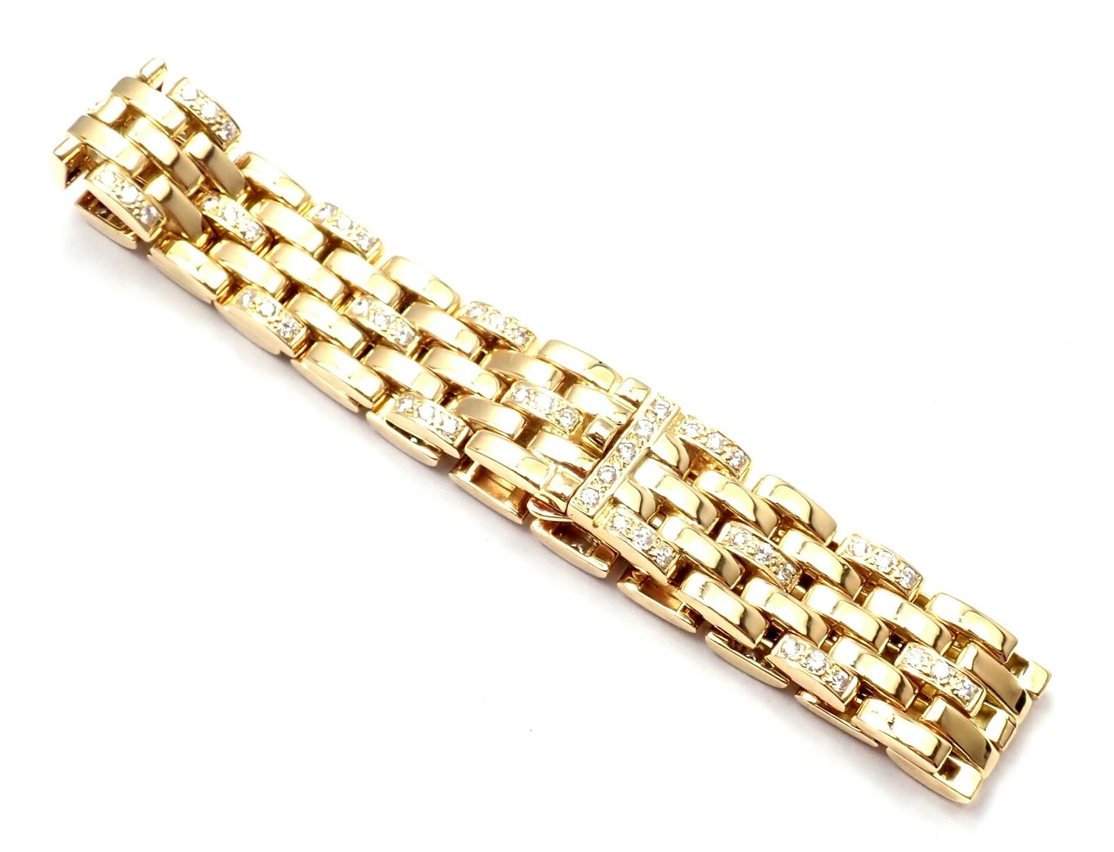 Cartier Jewelry & Watches:Fine Jewelry:Bracelets & Charms Authentic Cartier Maillon Panthere 18K Gold Diamond Five Row Link Gold Bracelet