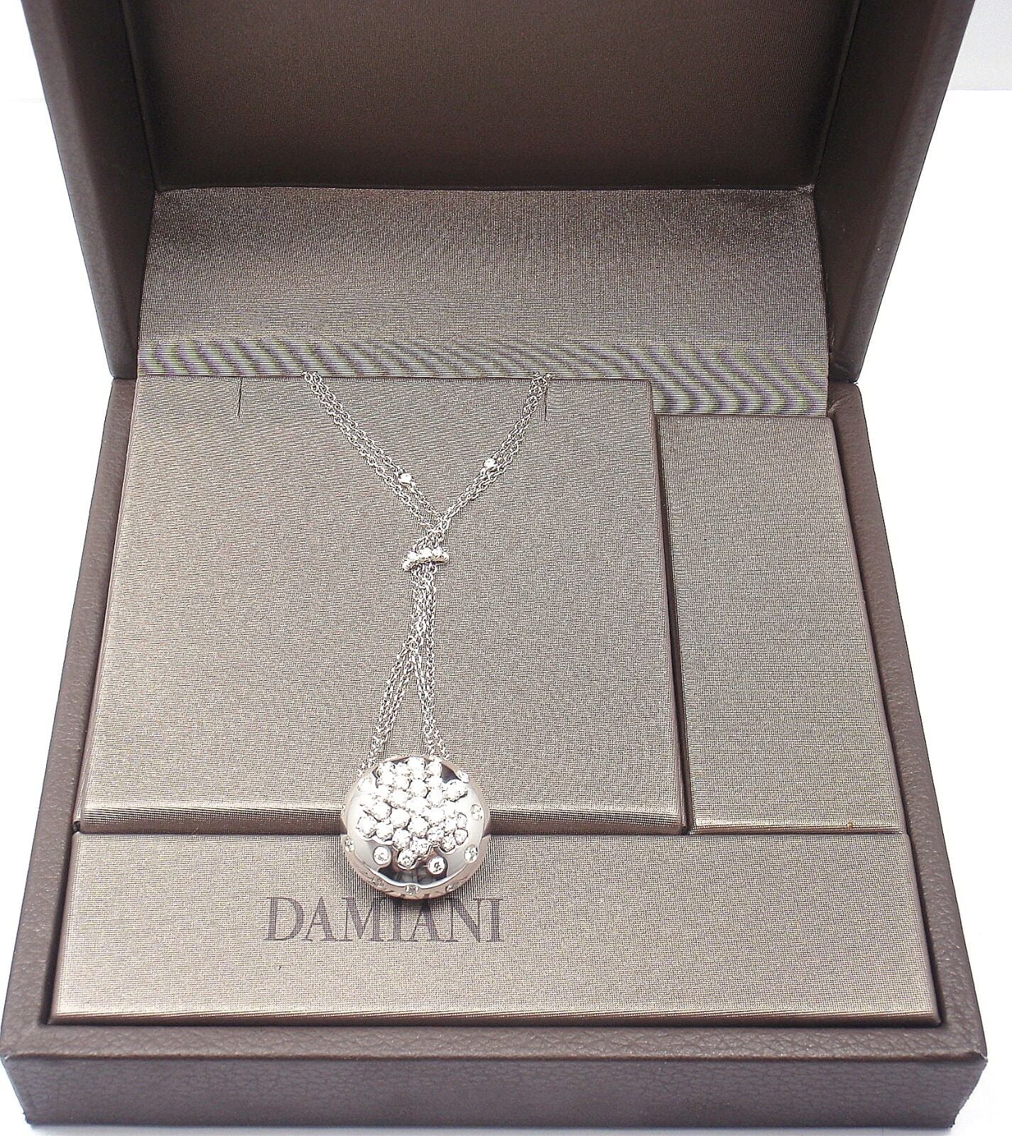 Damiani Jewelry & Watches:Fine Jewelry:Necklaces & Pendants Authentic Damiani 18K White Gold Diamond Drop Cluster Pendant Necklace