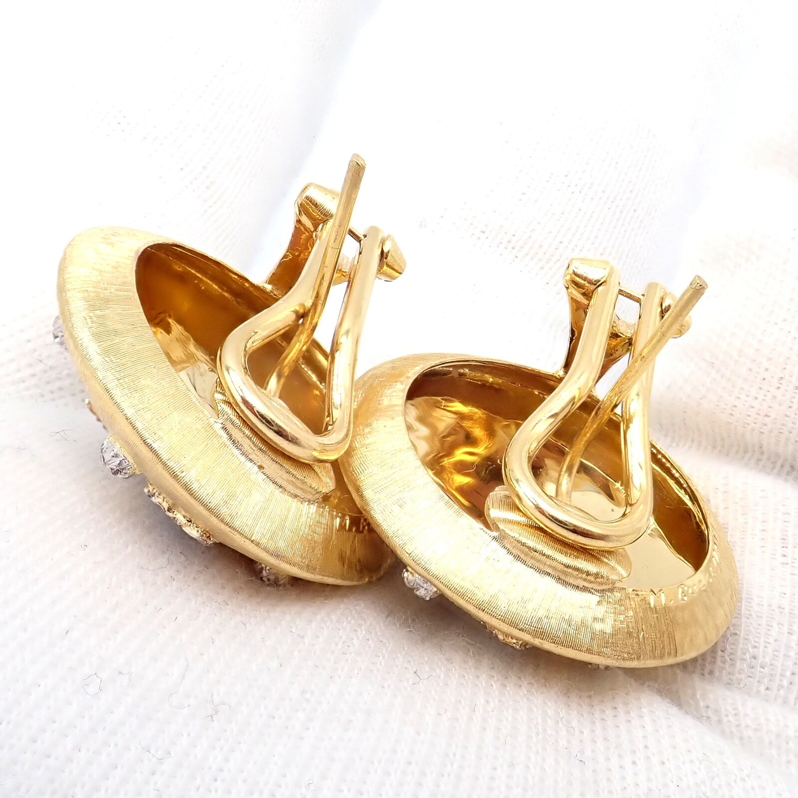 Buccellati Jewelry & Watches:Fine Jewelry:Earrings Vintage Mario Buccellati 18k Yellow White Gold Geminato Large Button Earrings