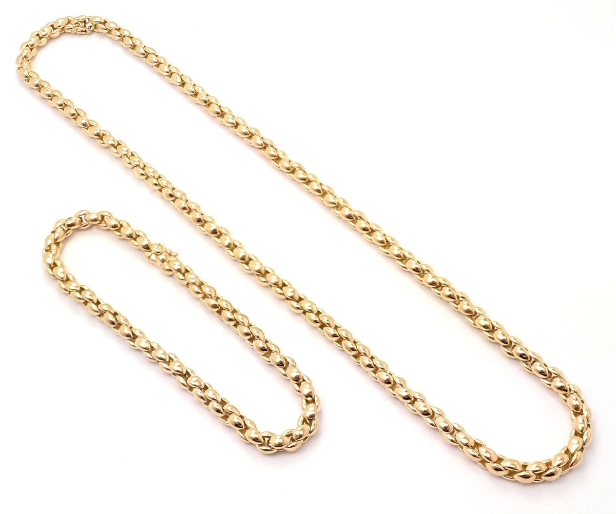 Rare! Vintage Cartier 18k Yellow Gold Chain Necklace & Bracelet Set 19