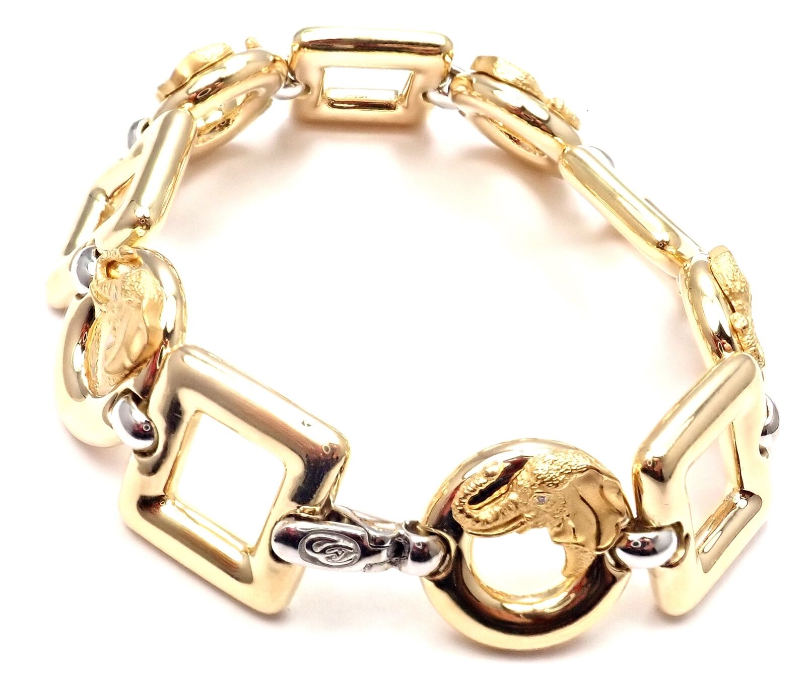 Carrera y Carrera Jewelry & Watches:Fine Jewelry:Bracelets & Charms Authentic Carrera Y Carrera 18k Yellow White Gold Diamond Elephant Link Bracelet