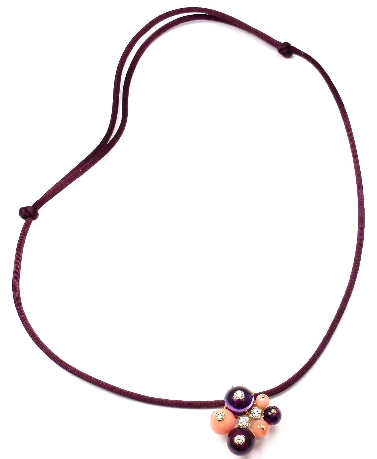 Cartier Jewelry & Watches:Fine Jewelry:Necklaces & Pendants Rare! Cartier Délices de Goa 18k Gold Diamond Coral Amethyst Pendant Necklace