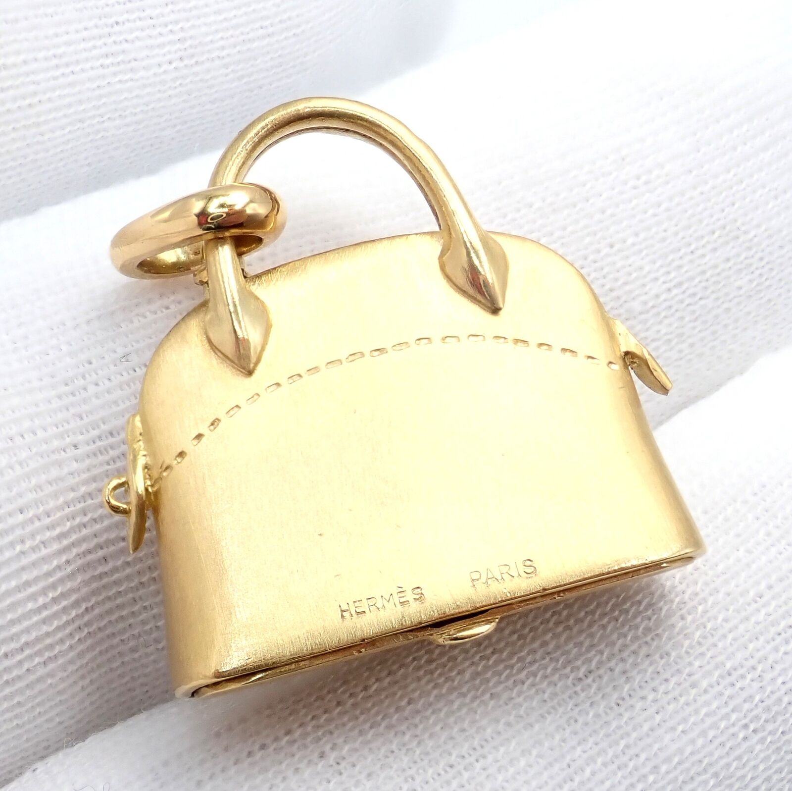 HERMÈS Jewelry & Watches:Fine Jewelry:Bracelets & Charms Rare! Authentic Hermes Bolide 18k Yellow Gold Bag Purse Large Charm Pendant