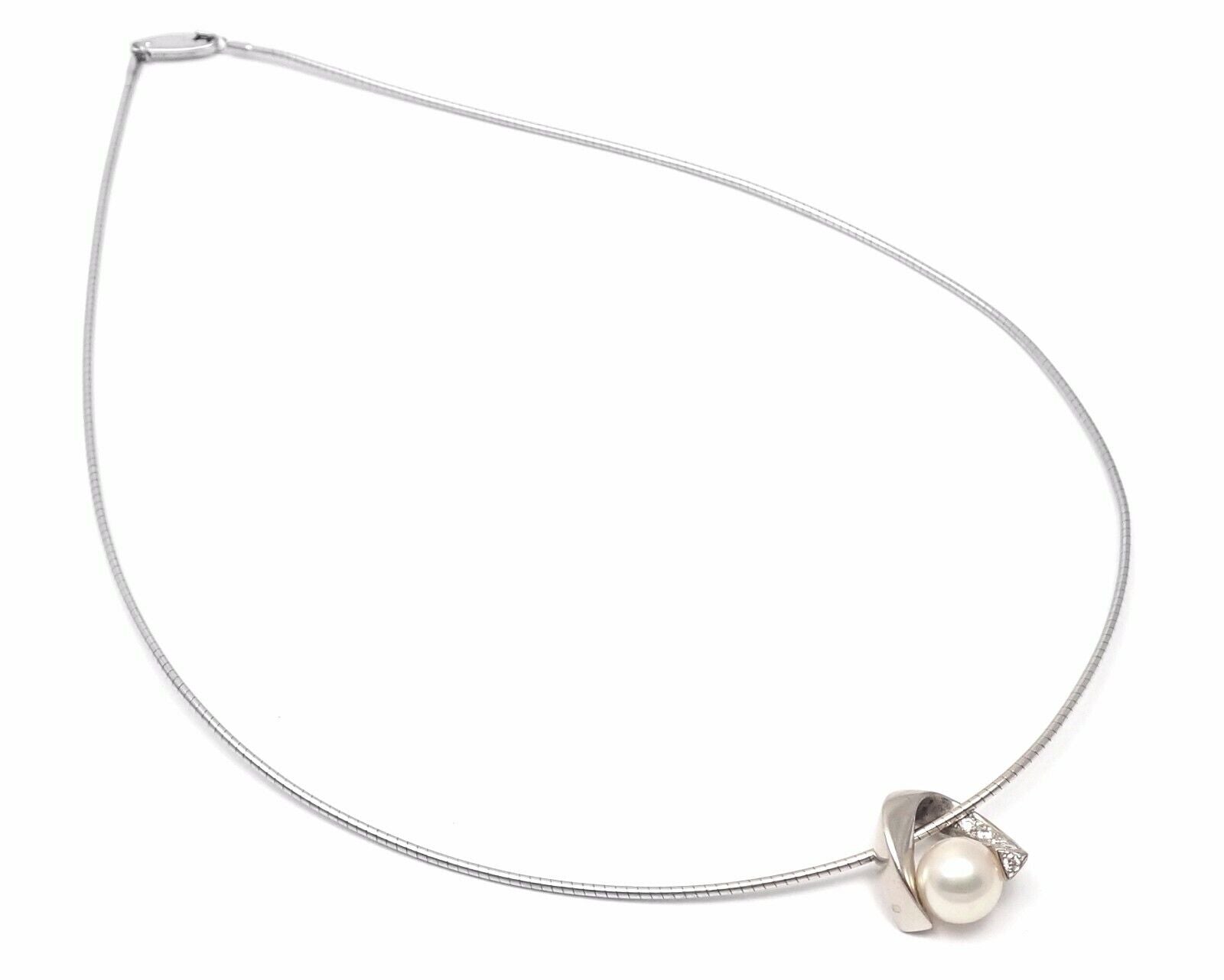 Mikimoto Jewelry & Watches:Fine Jewelry:Rings Authentic! Mikimoto Platinum 18k Gold Diamond Akoya Cultured Pearl Necklace