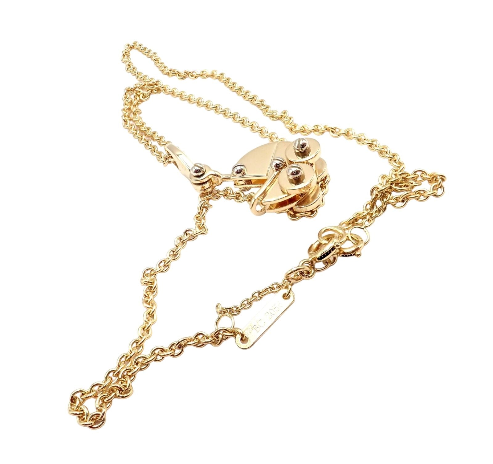 Authentic Cartier 18k Yellow Gold Baby Carriage Stroller Charm Pendant Necklace