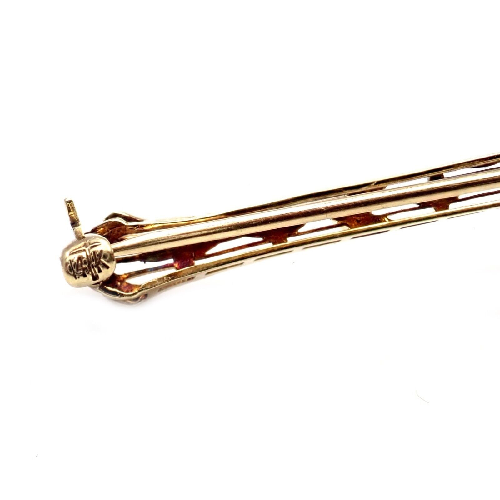 Estate Jewelry & Watches:Fine Jewelry:Brooches & Pins Vintage! Estate 14k Yellow Gold Sapphire Pearl Art Deco Bar Brooch Pin