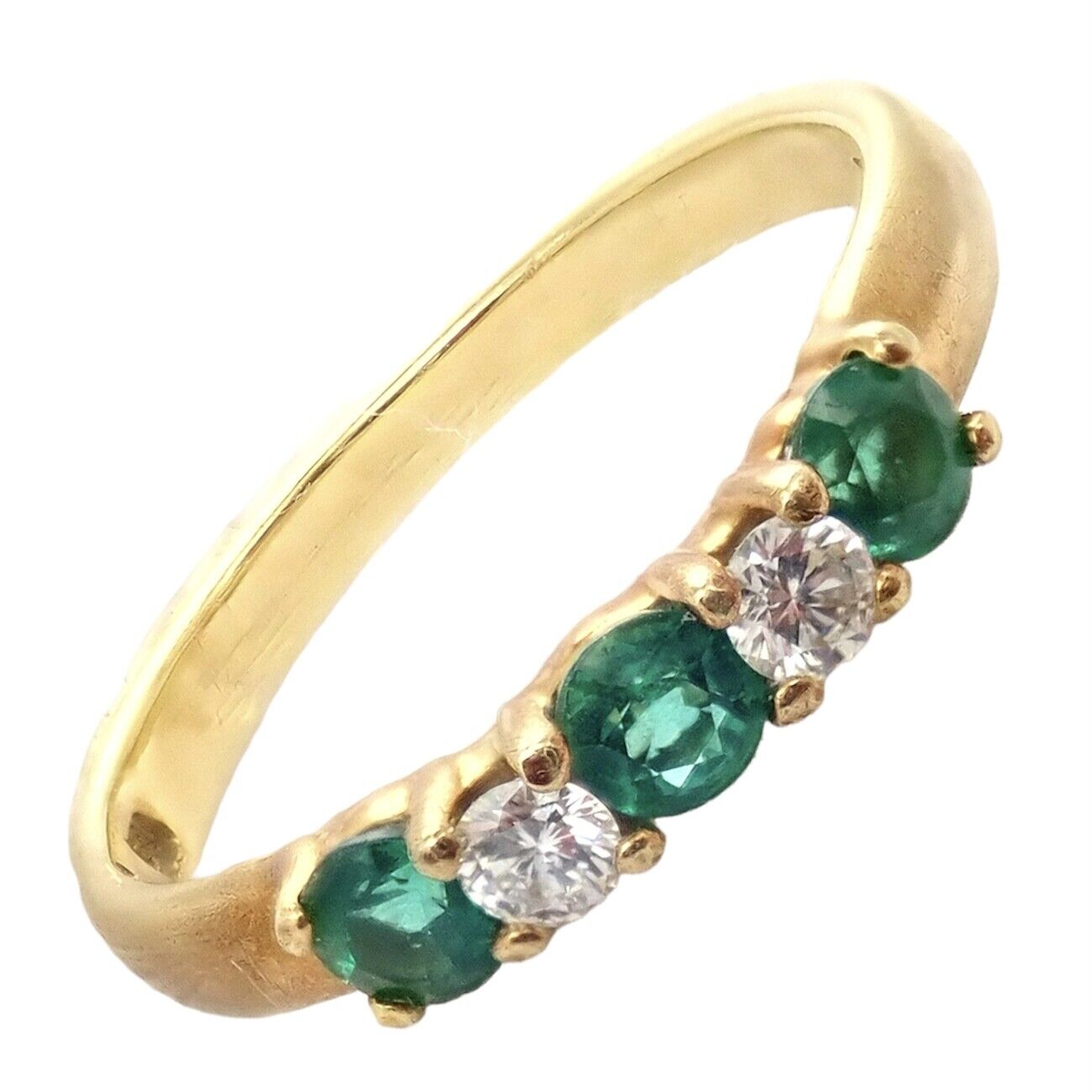 Tiffany & Co. Jewelry & Watches:Fine Jewelry:Rings Authentic! Tiffany & Co 18k Gold Emerald Diamond Band Ring