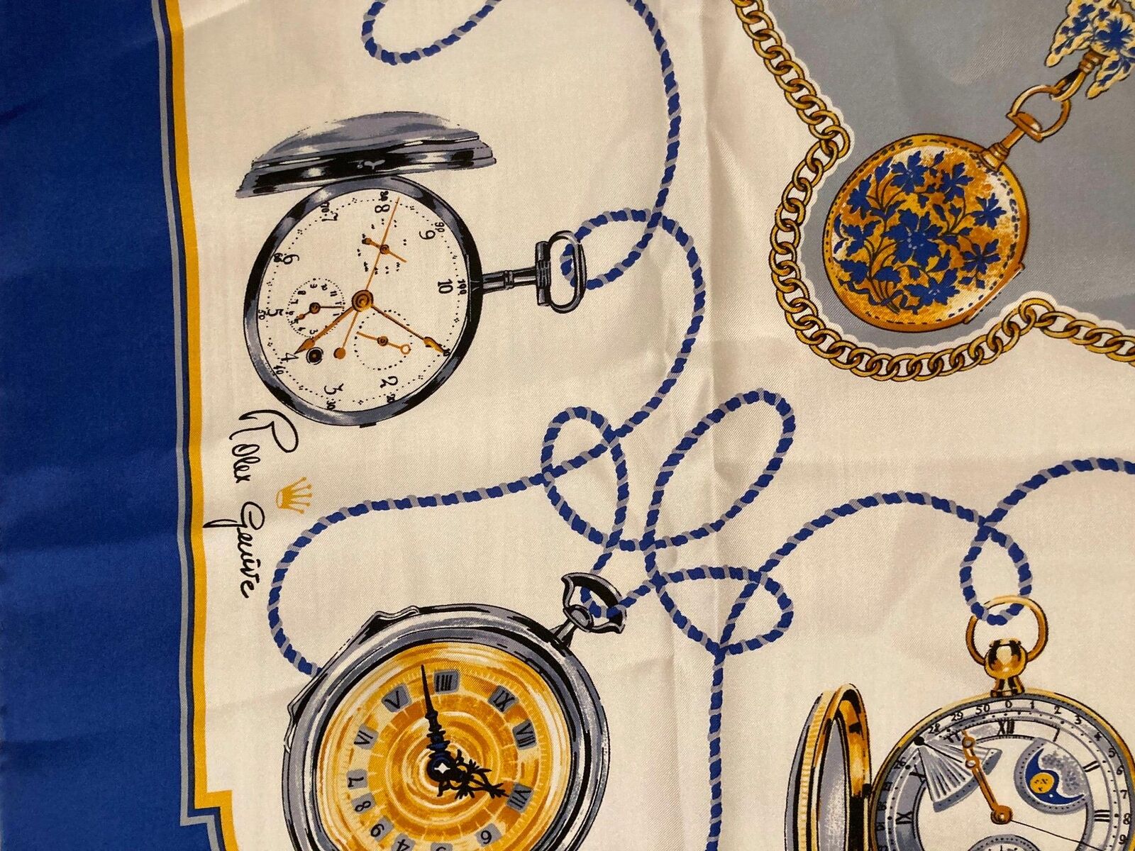 Authentic RARE! Rolex Geneve Swiss Vintage 90cm Silk Scarf | Fortrove